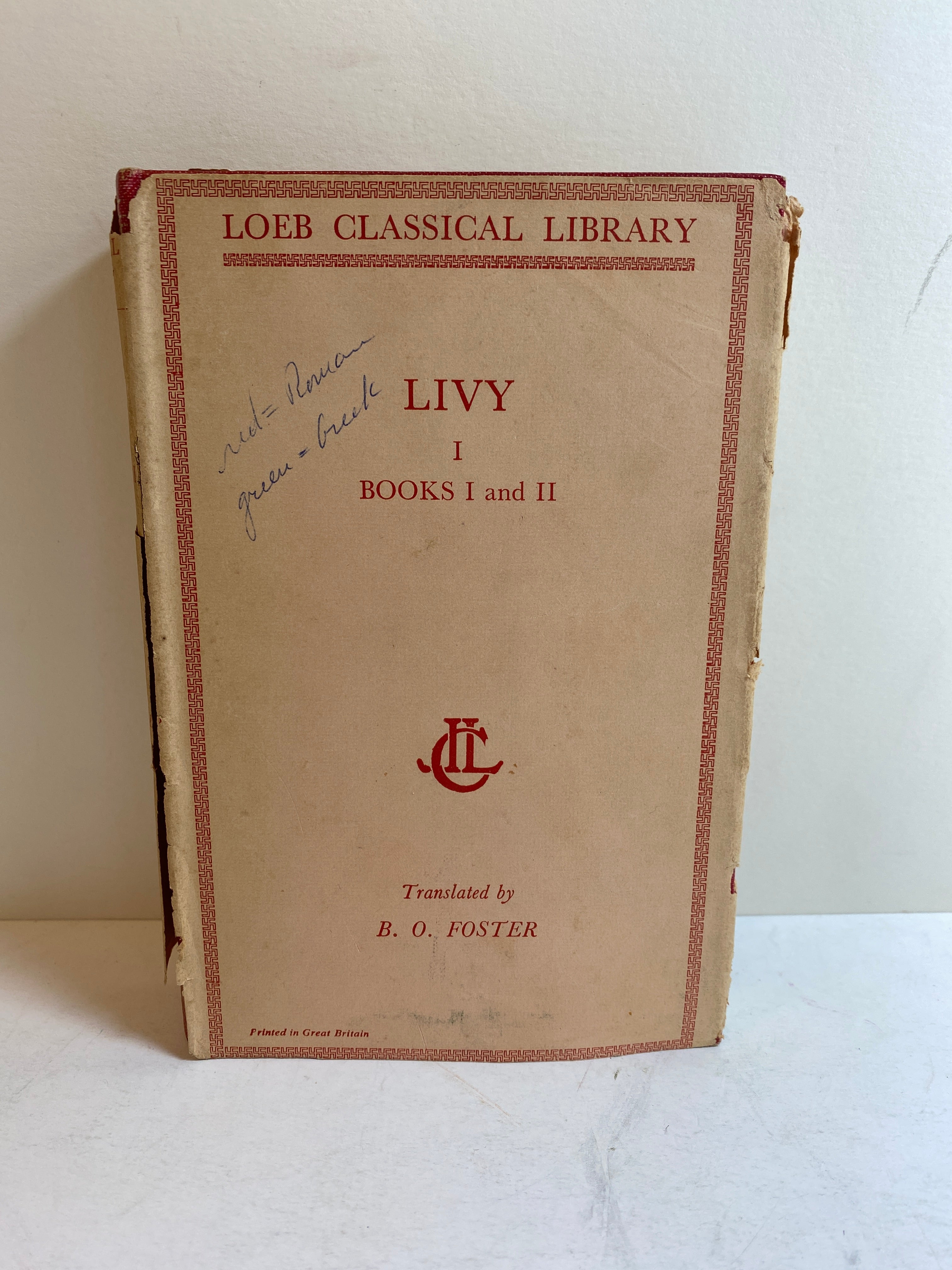 Livy I Books I & II Loeb Classical Library B.O. Foster 1957 HC DJ