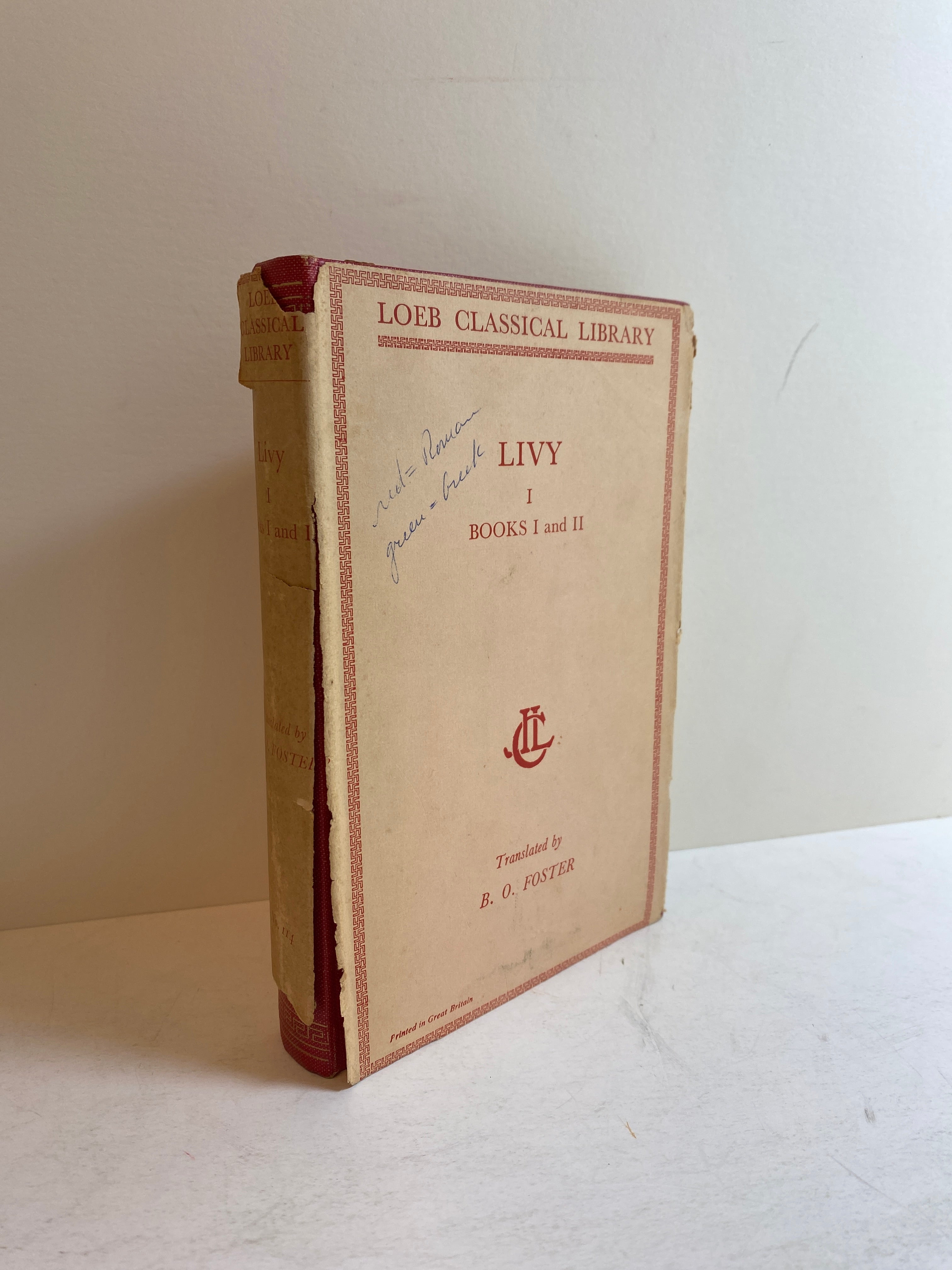 Livy I Books I & II Loeb Classical Library B.O. Foster 1957 HC DJ
