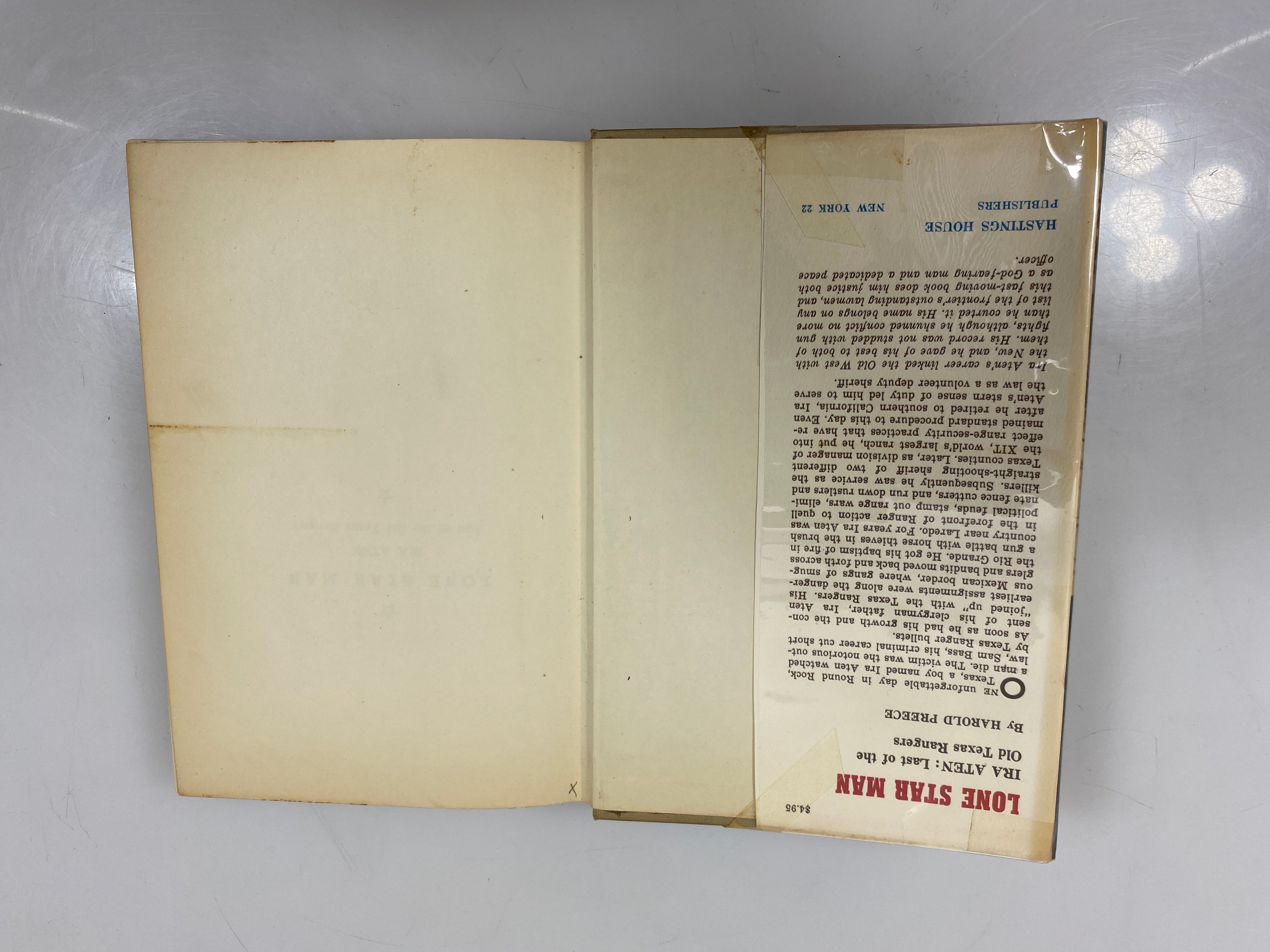 Lone Star Man Ira Aten by Preece Ex-library 1960 HCDJ