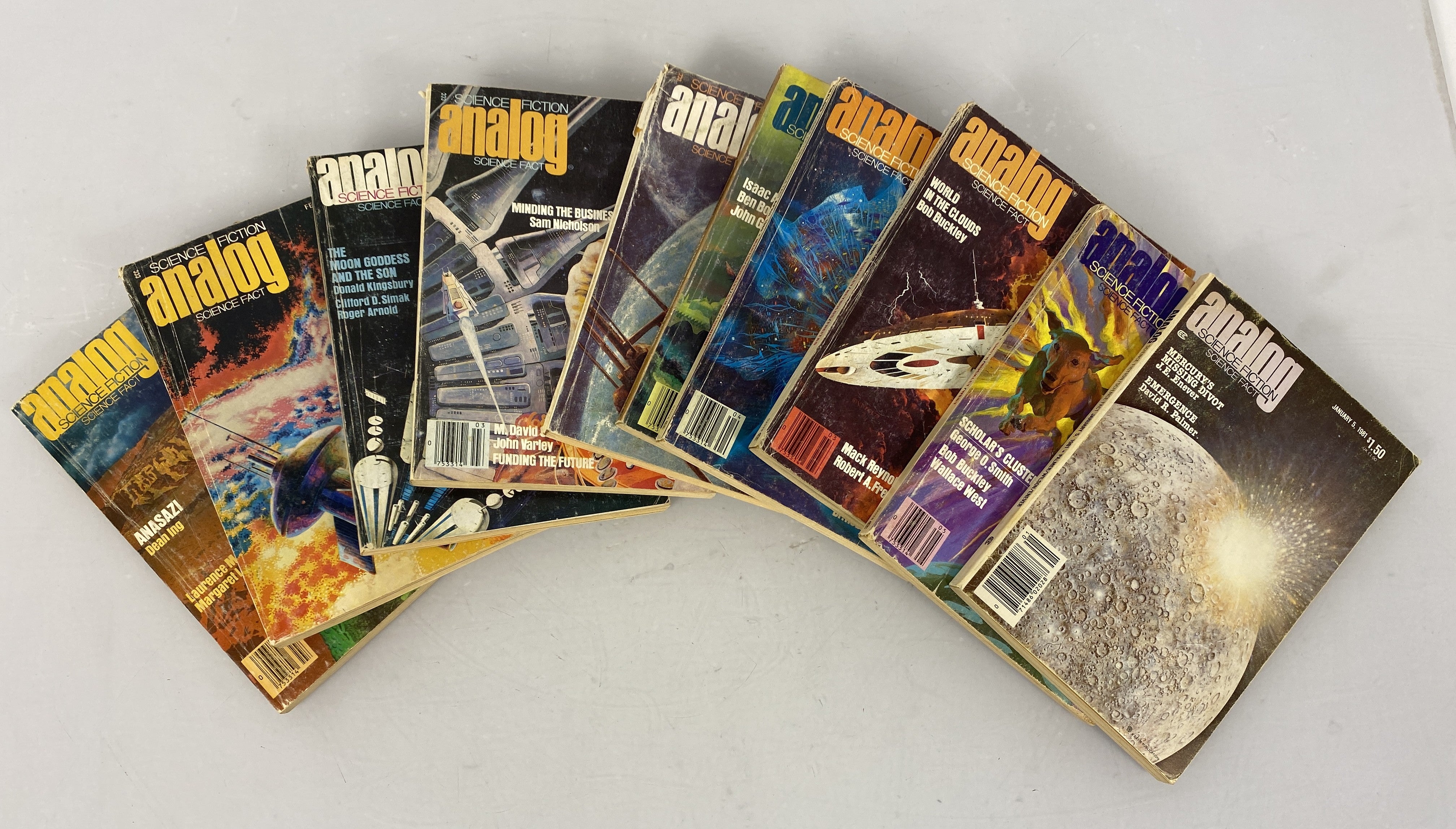 Lot of 10 Analog Science Fiction Magazines 1977-1981