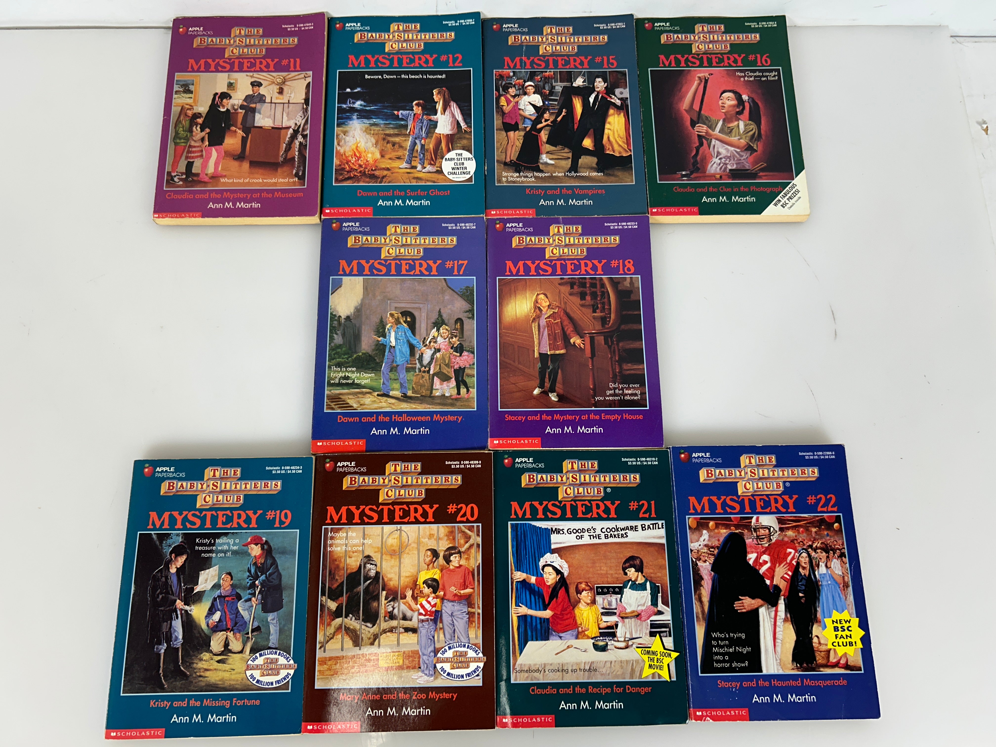 Lot Of 10 Baby-Sitters Club Mystery Books #11-12, #15-22 GUC Vintage