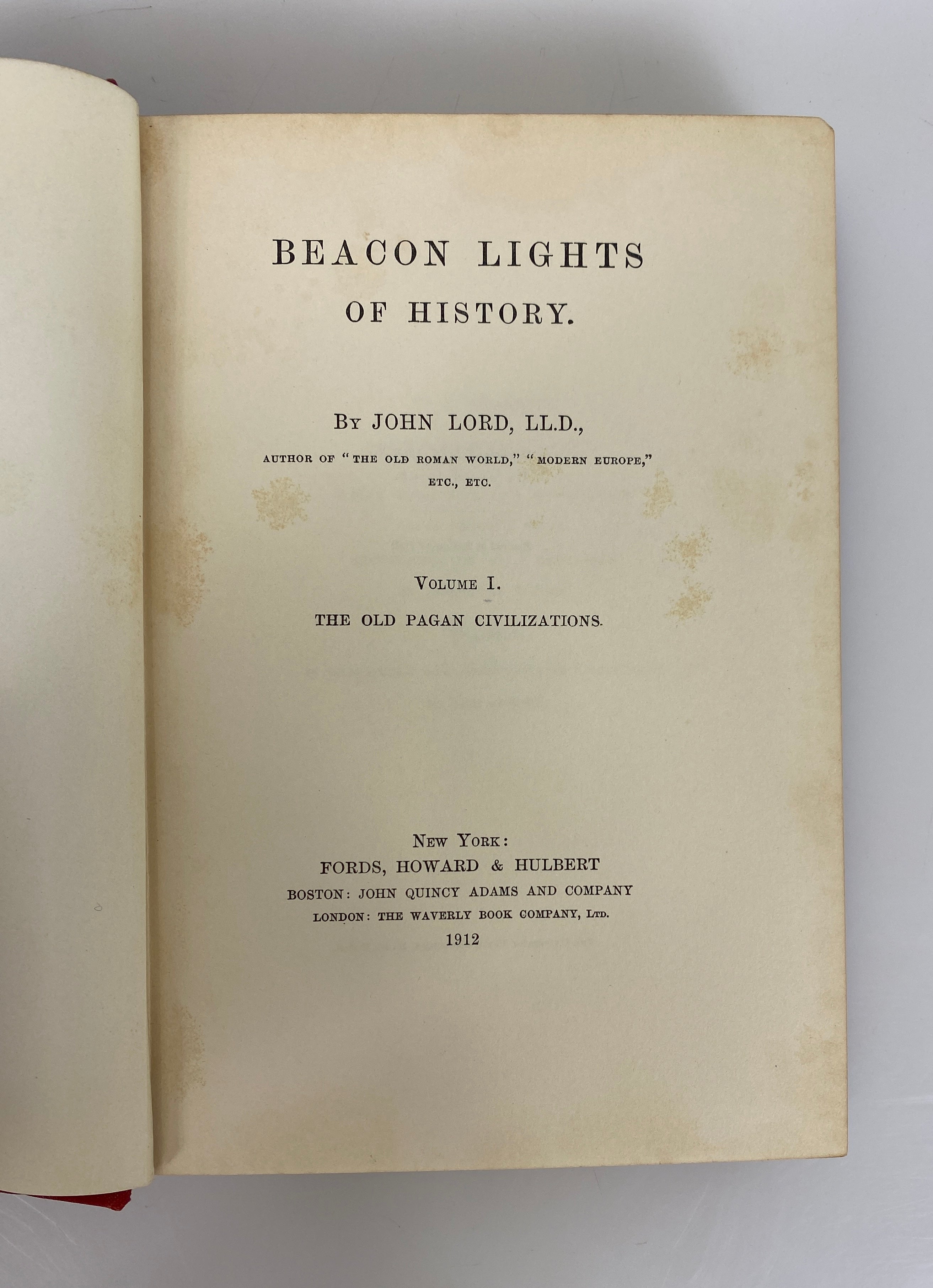 Lot of 10 Beacon Lights of History by John Lord 1912-1913 Antique HC