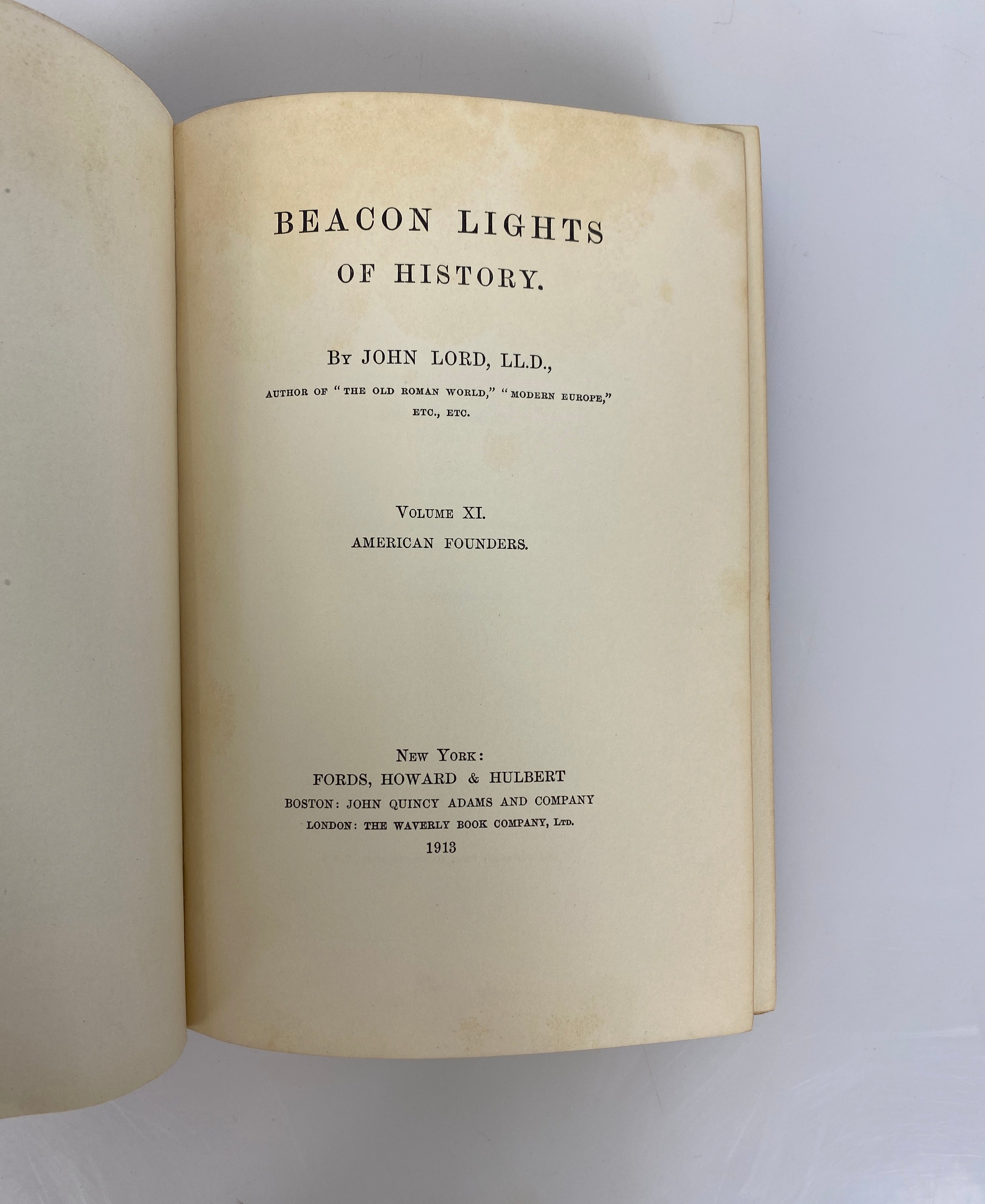 Lot of 10 Beacon Lights of History by John Lord 1912-1913 Antique HC