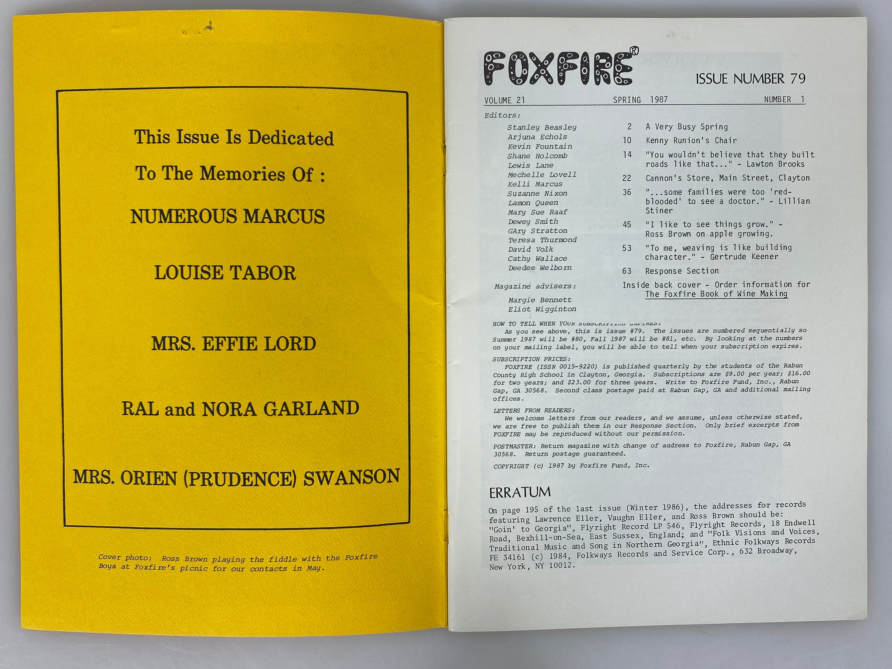 Lot of 10 Foxfire Magazines 1984-1987