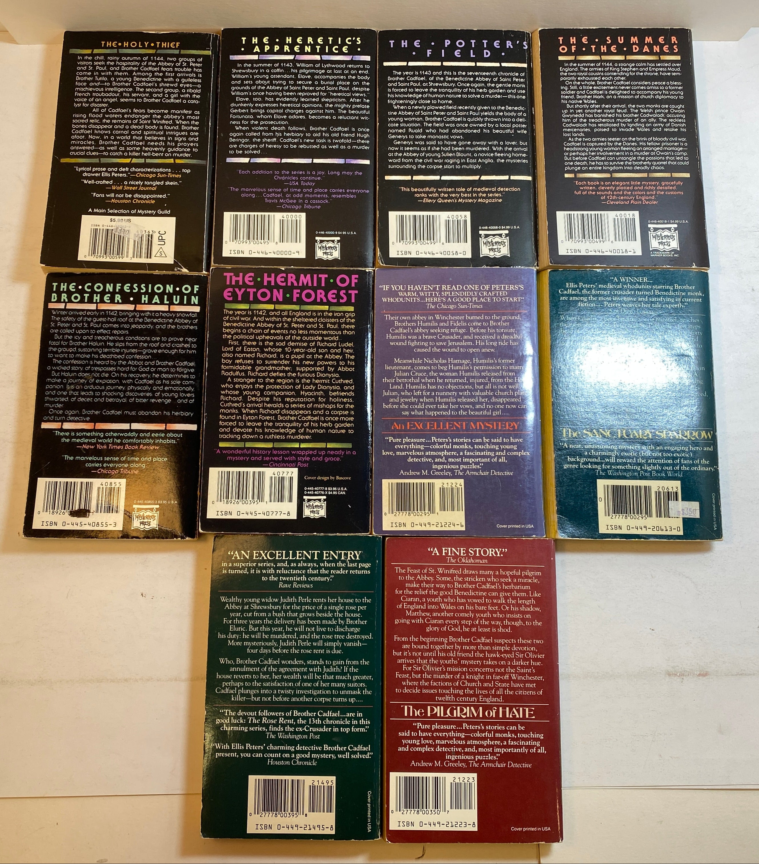 Lot of 10 Medieval Mystery Ellis Peters Novels SC 1984-1994