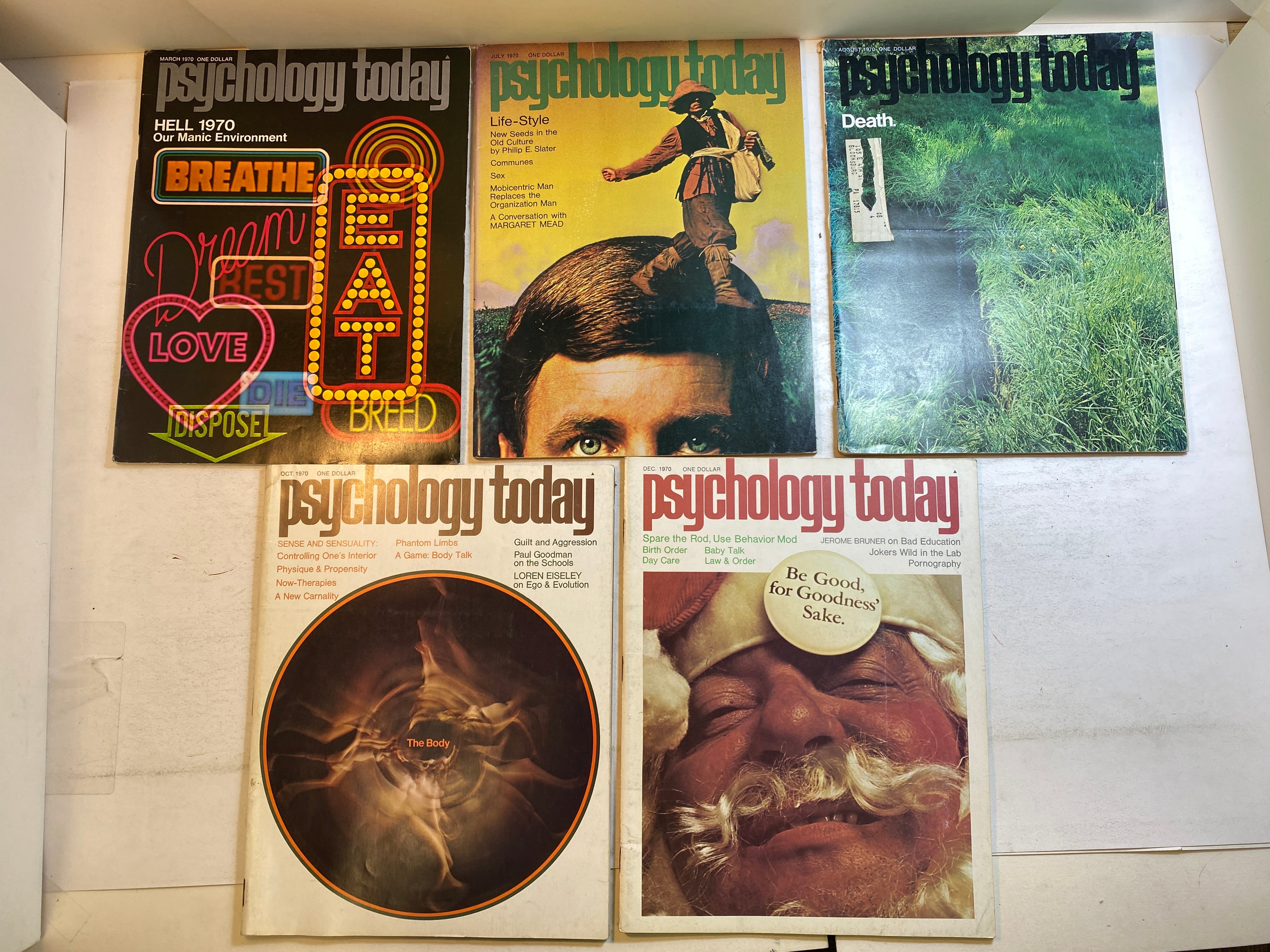 Lot of 10 Psychology Today Magazines 1969-1970