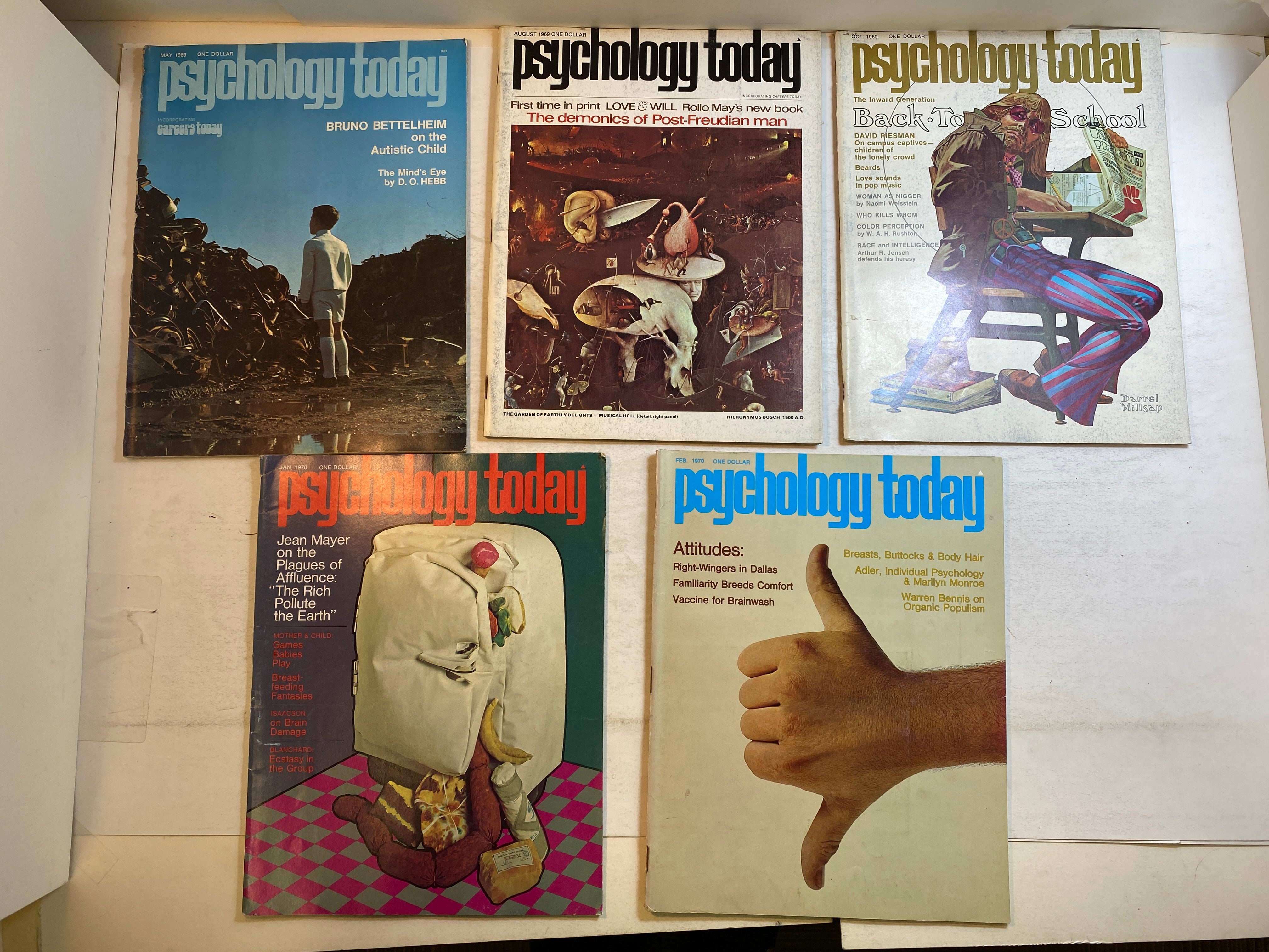 Lot of 10 Psychology Today Magazines 1969-1970