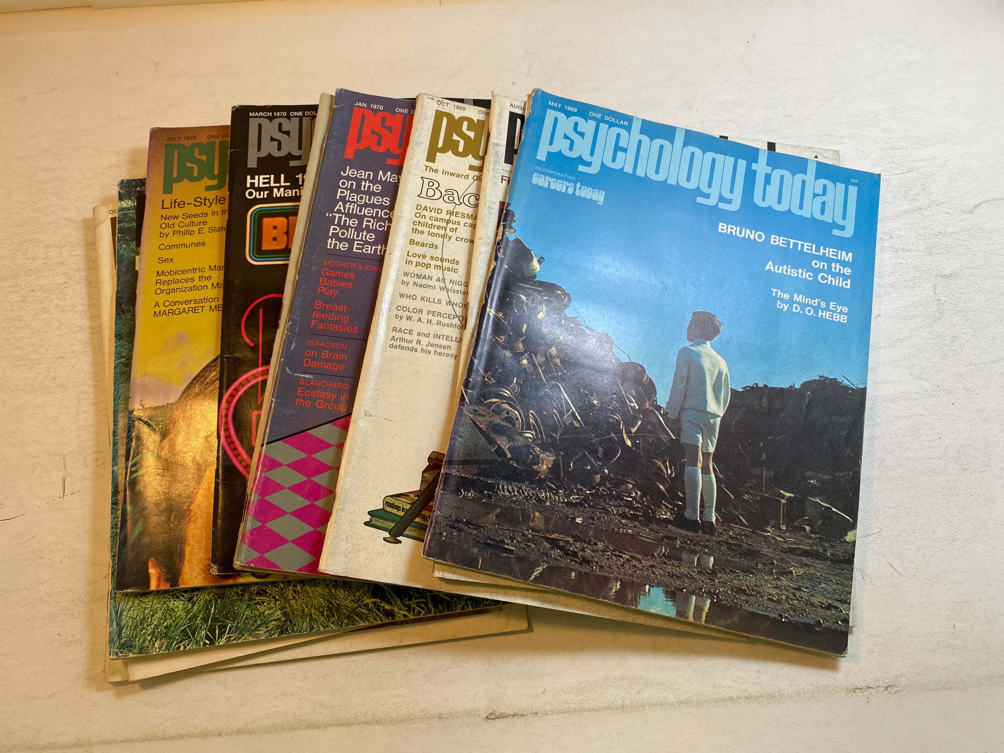 Lot of 10 Psychology Today Magazines 1969-1970