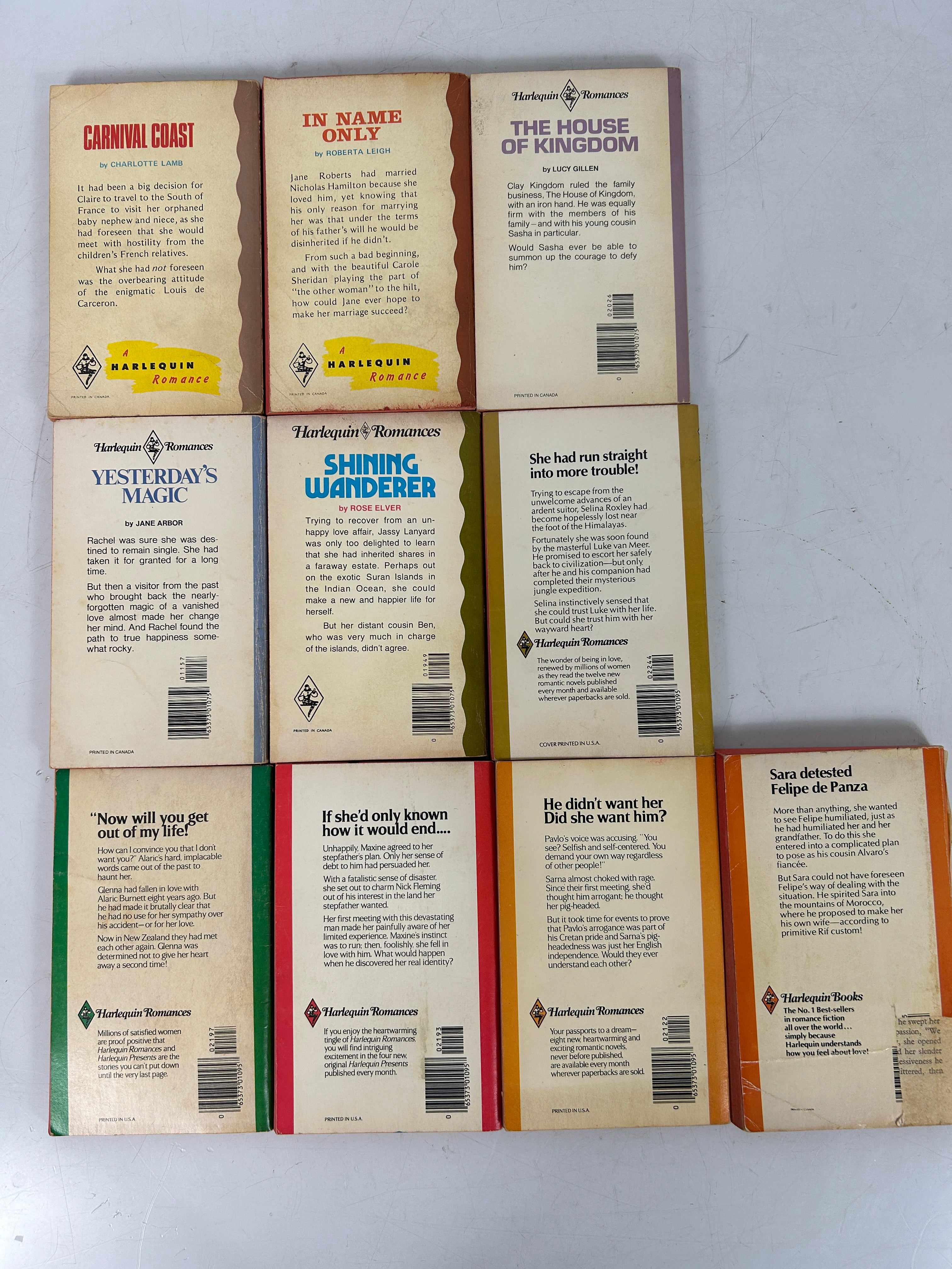 LOT OF 10 Vintage Harlequin Romance Red Edge 1970's SC