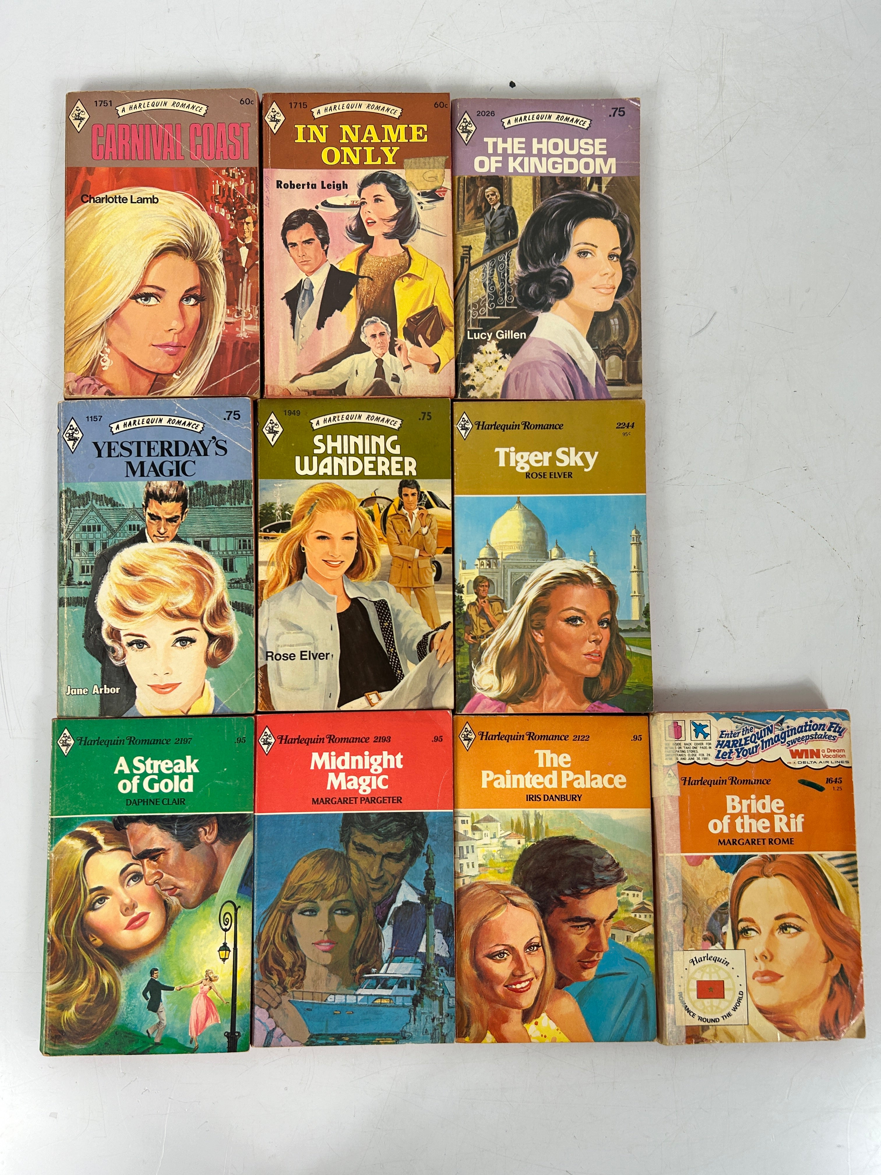 LOT OF 10 Vintage Harlequin Romance Red Edge 1970's SC