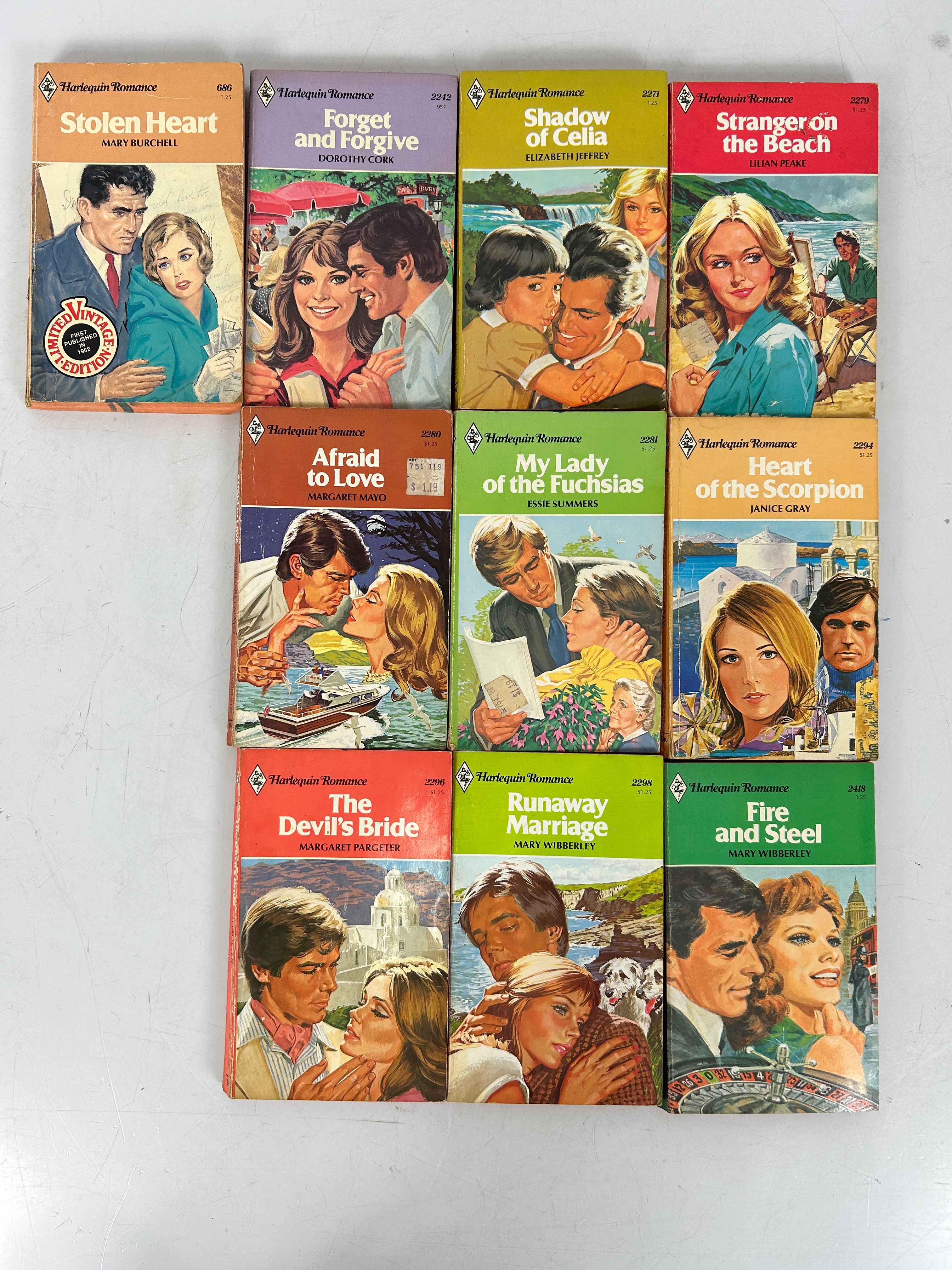 LOT OF 10 Vintage Harlequin Romance Red Edge 1979-81 SC