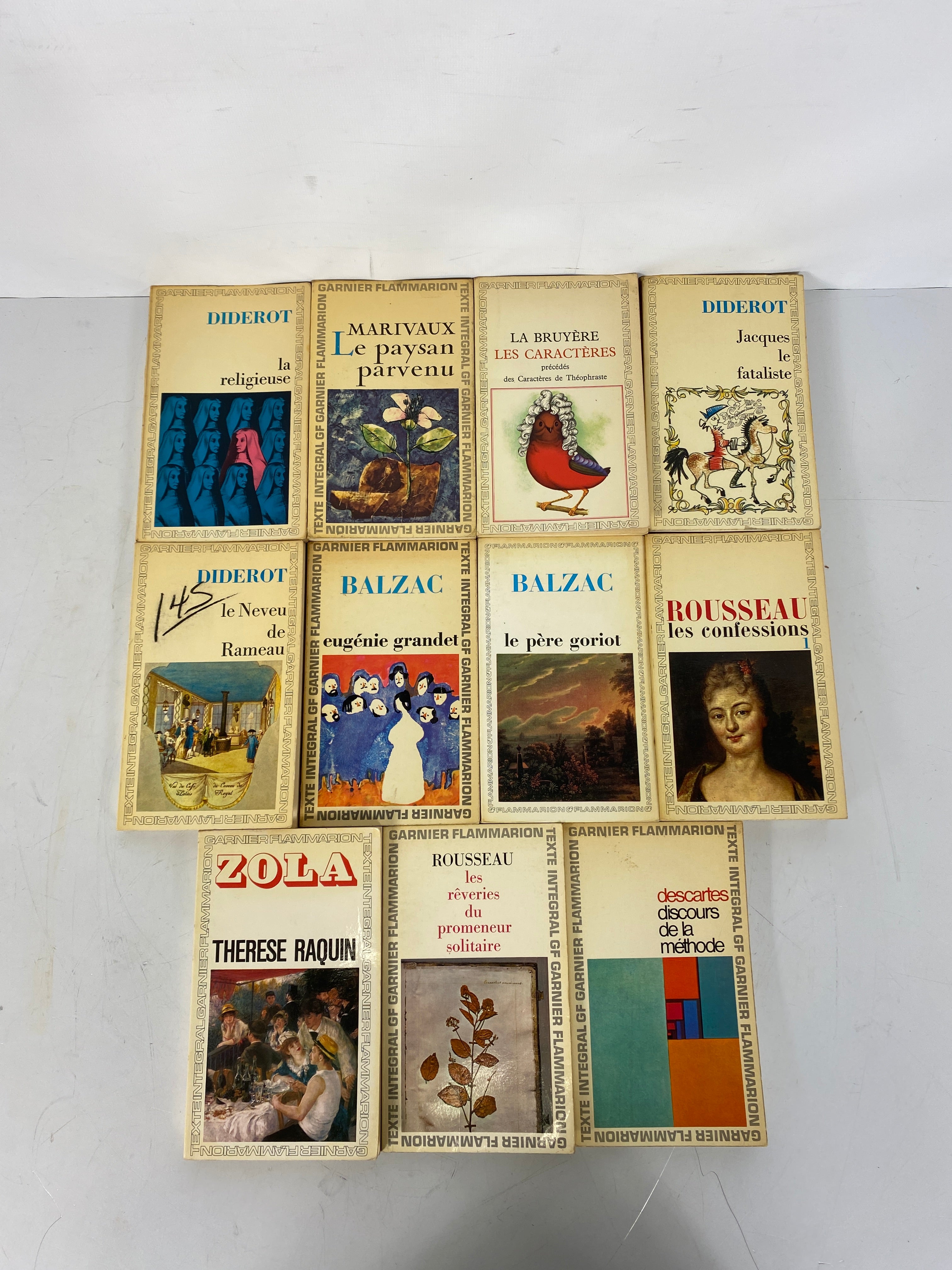 Lot of 11 Garnier Flammarion French Classics Rousseau/Balzac/Diderot Vtg SC