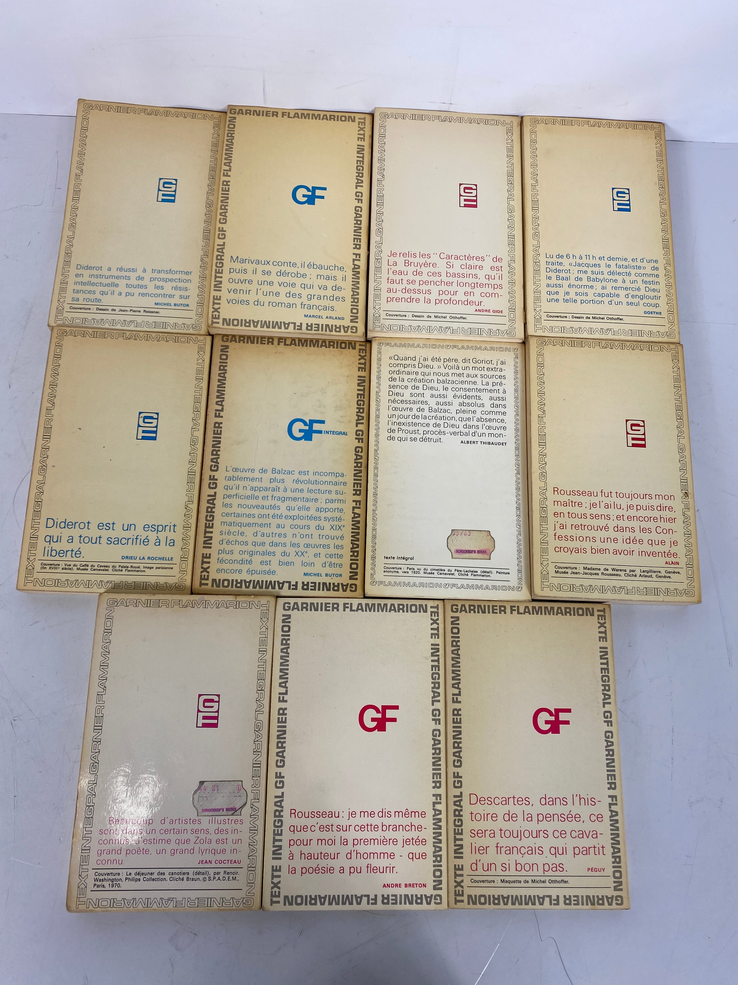 Lot of 11 Garnier Flammarion French Classics Rousseau/Balzac/Diderot Vtg SC