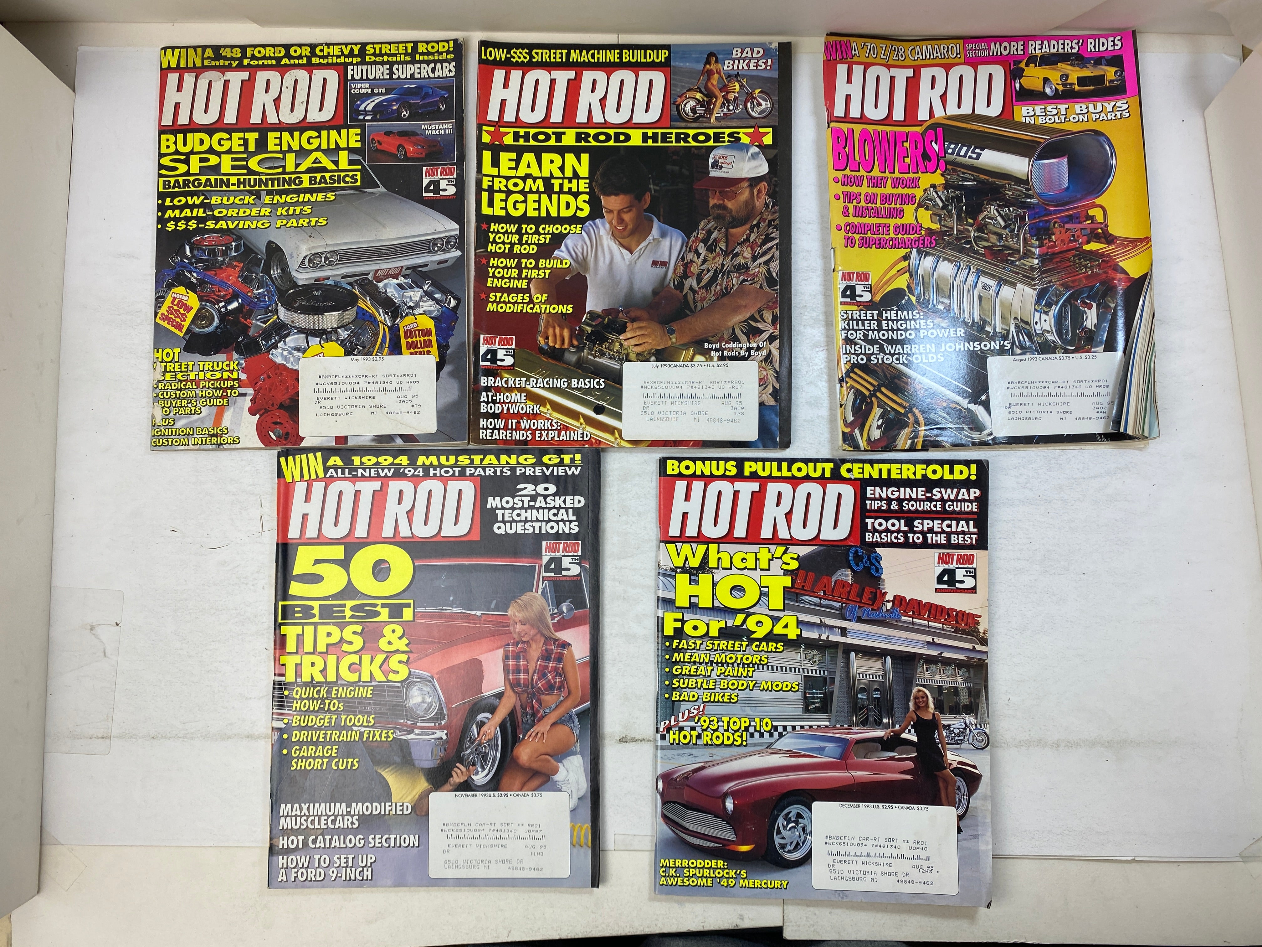 Lot of 11 Hot Rod Magazines 1992-1993