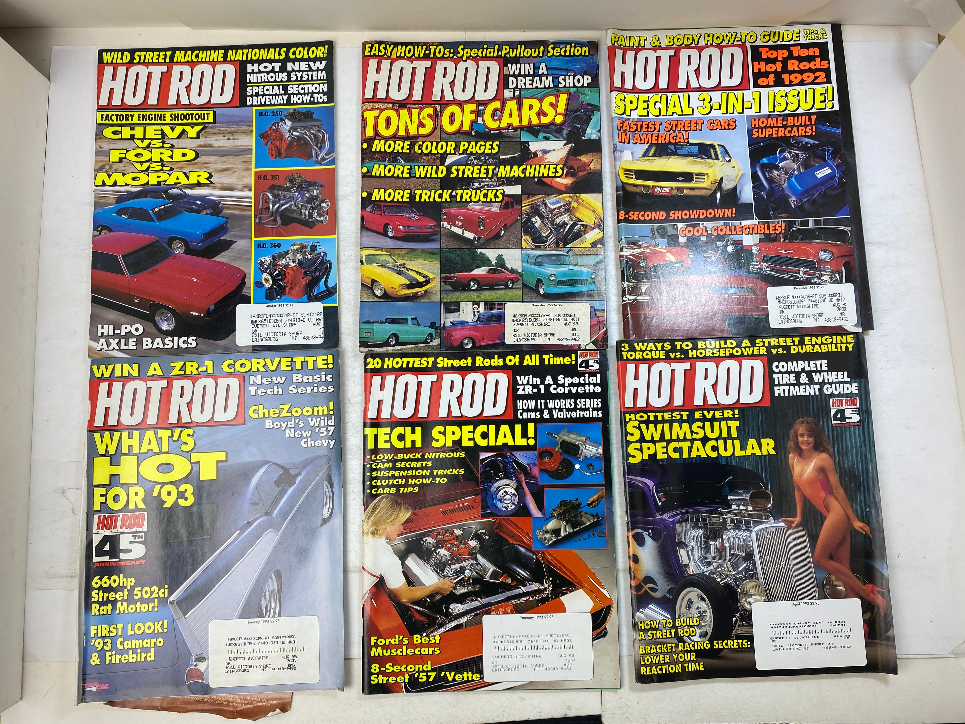 Lot of 11 Hot Rod Magazines 1992-1993