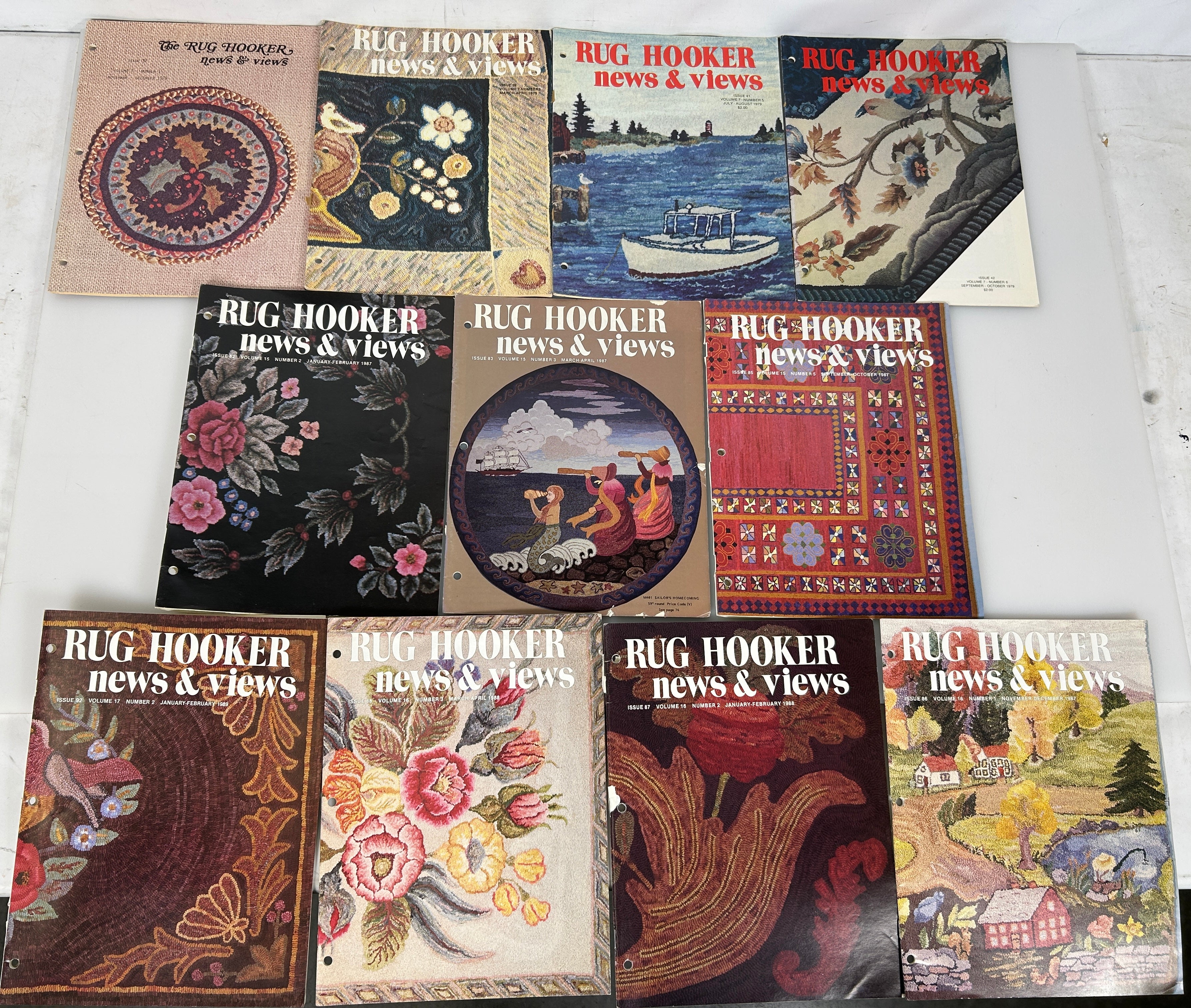 Lot of 11 Issues: 1978-1989 Rug Hooker News & Views