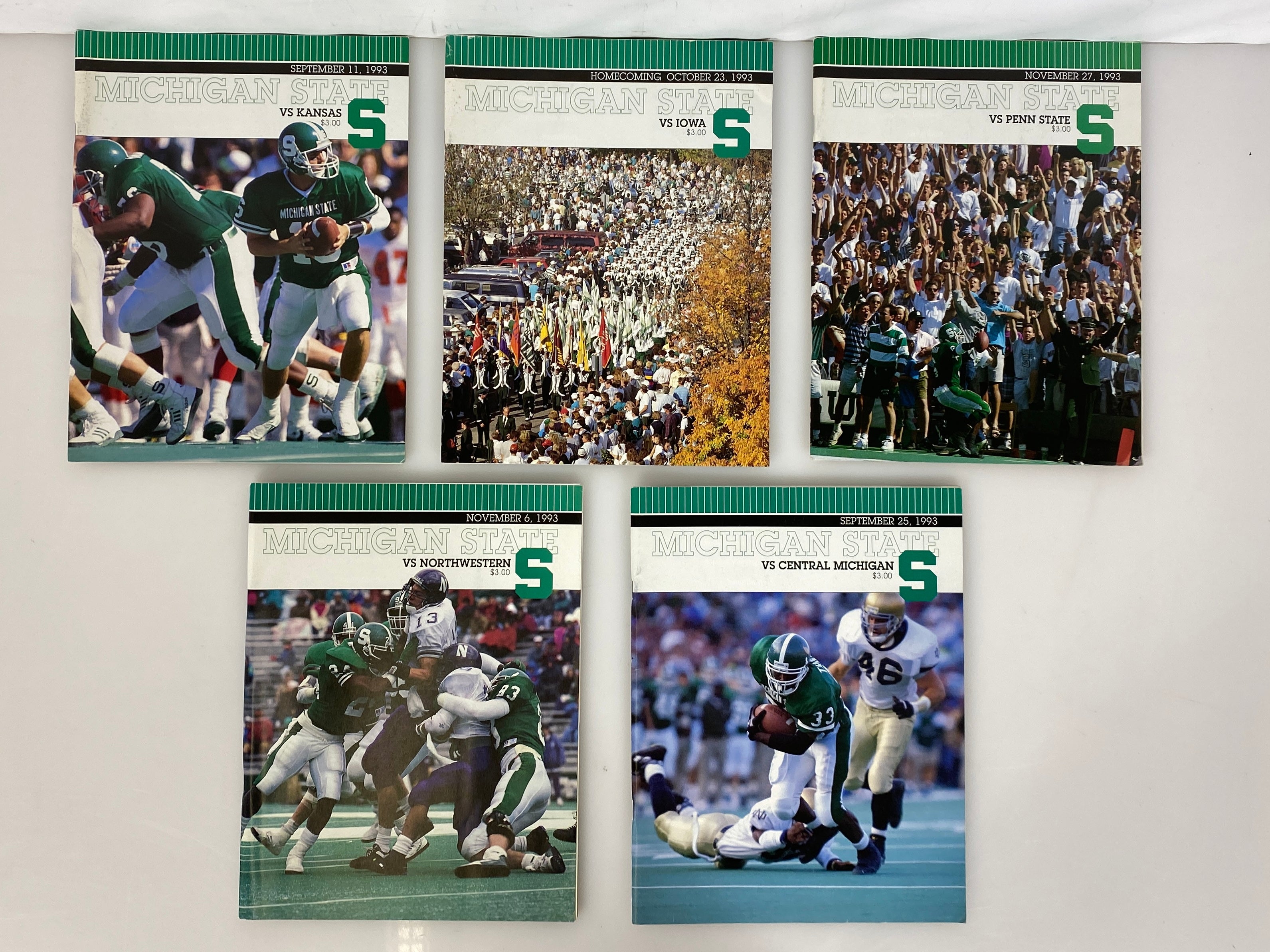 Lot of 11 Michigan State MSU Football Programs 1992-1993