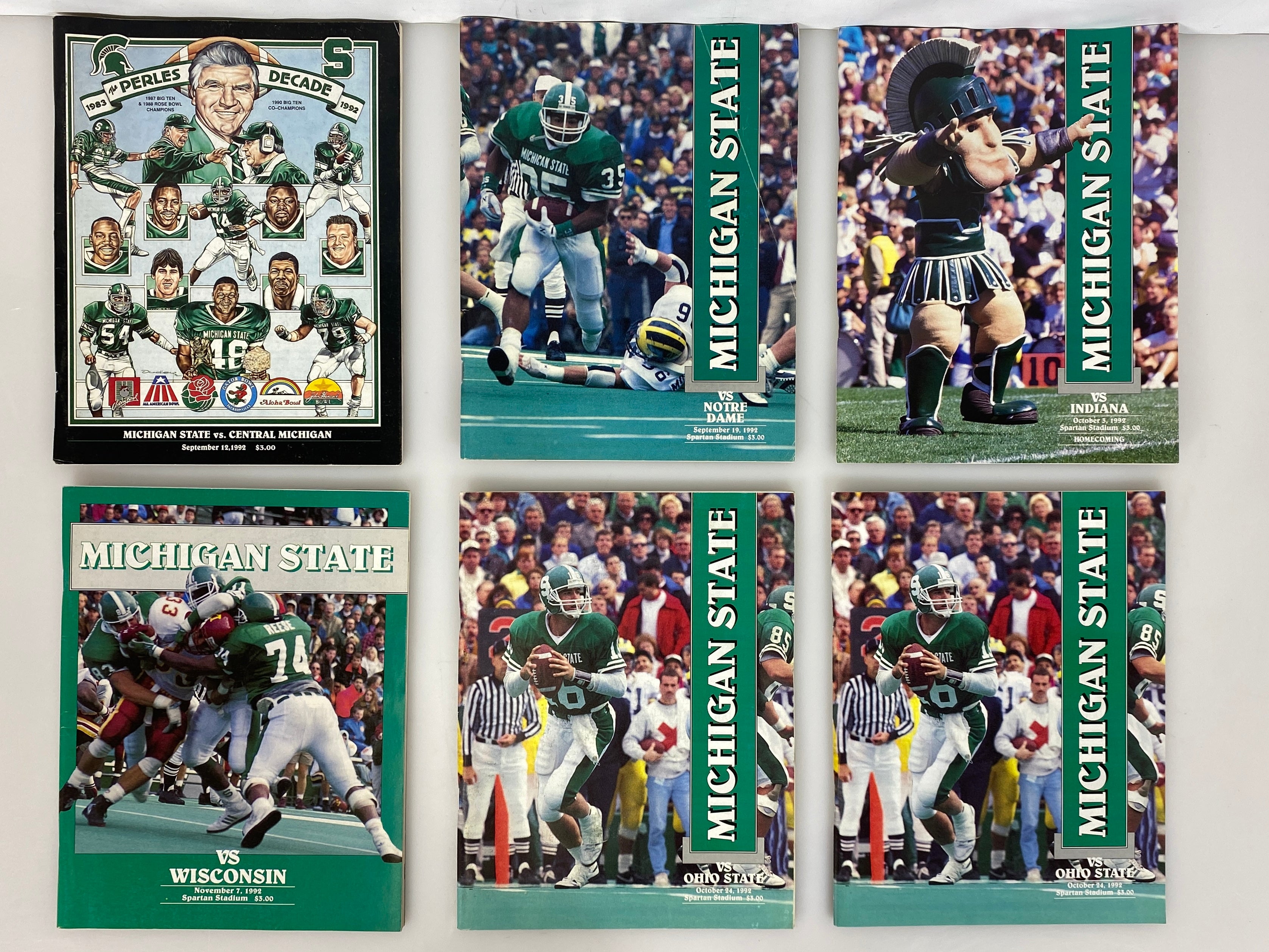 Lot of 11 Michigan State MSU Football Programs 1992-1993