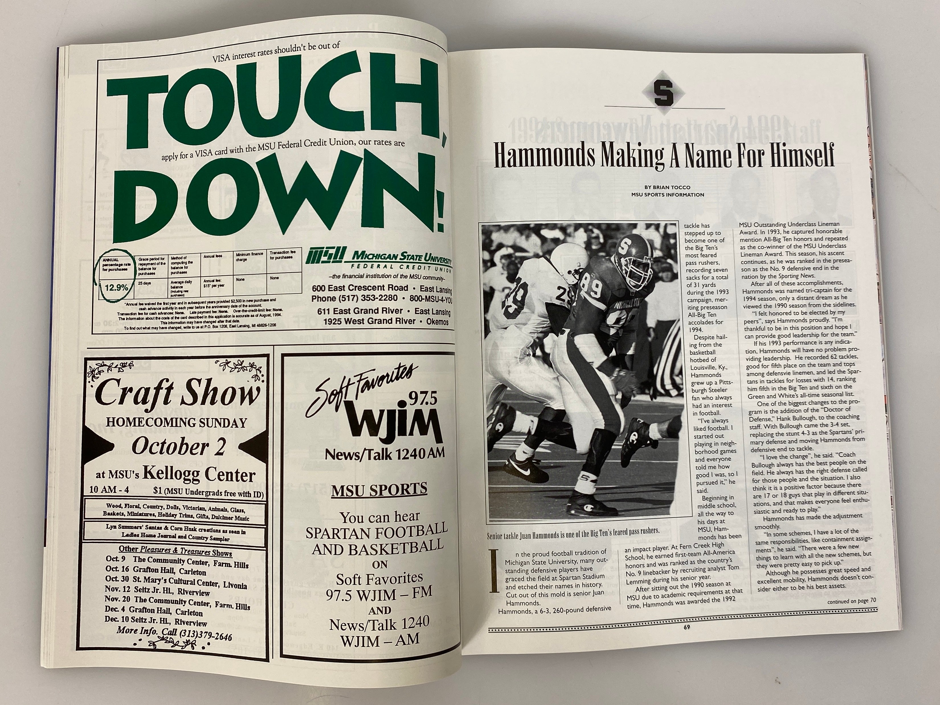 Lot of 11 Michigan State MSU Football Programs 1994-1996