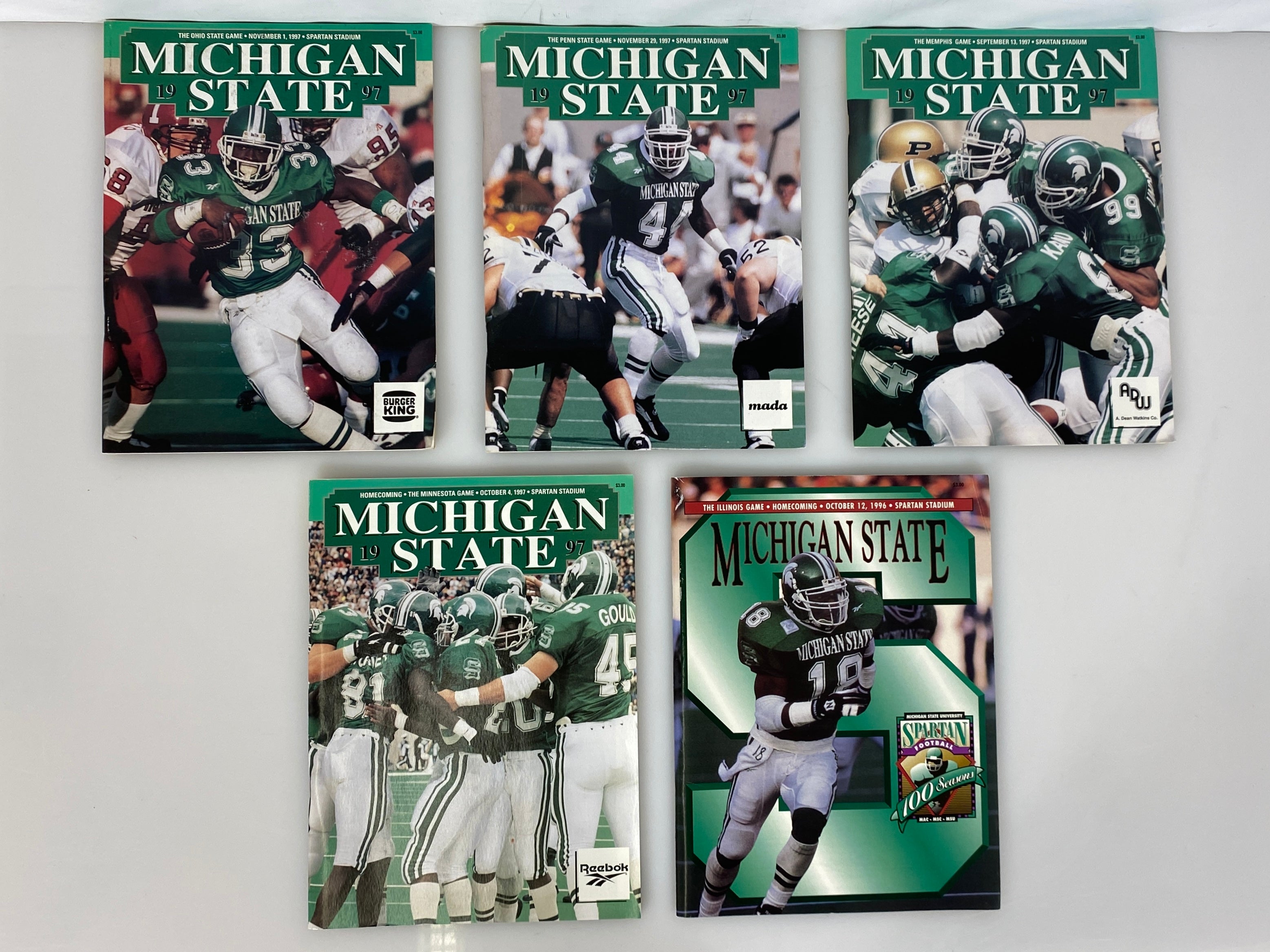 Lot of 11 Michigan State MSU Football Programs 1994-1996