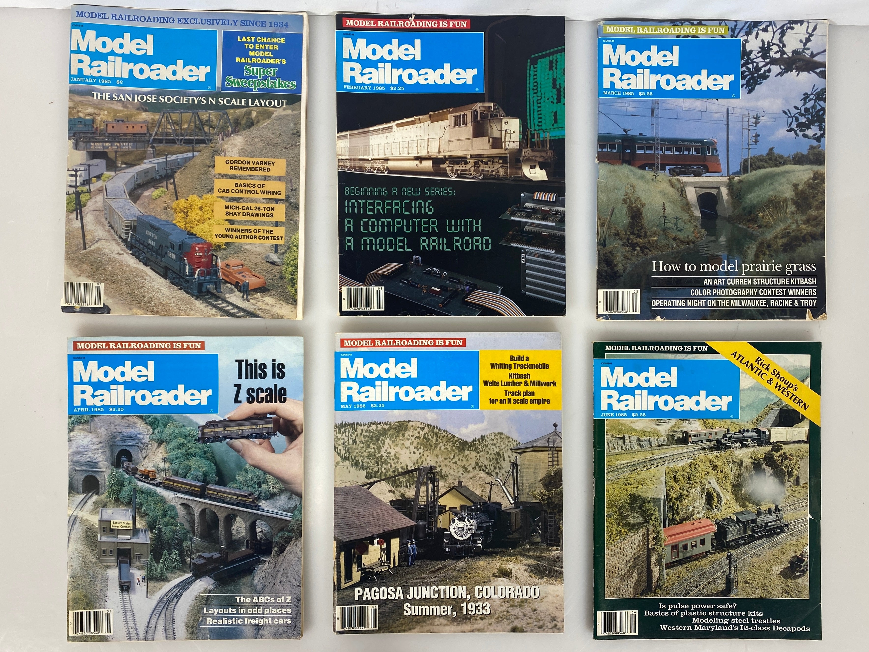 Lot of 11 Model Railroader Magazine (1985, Missing July)