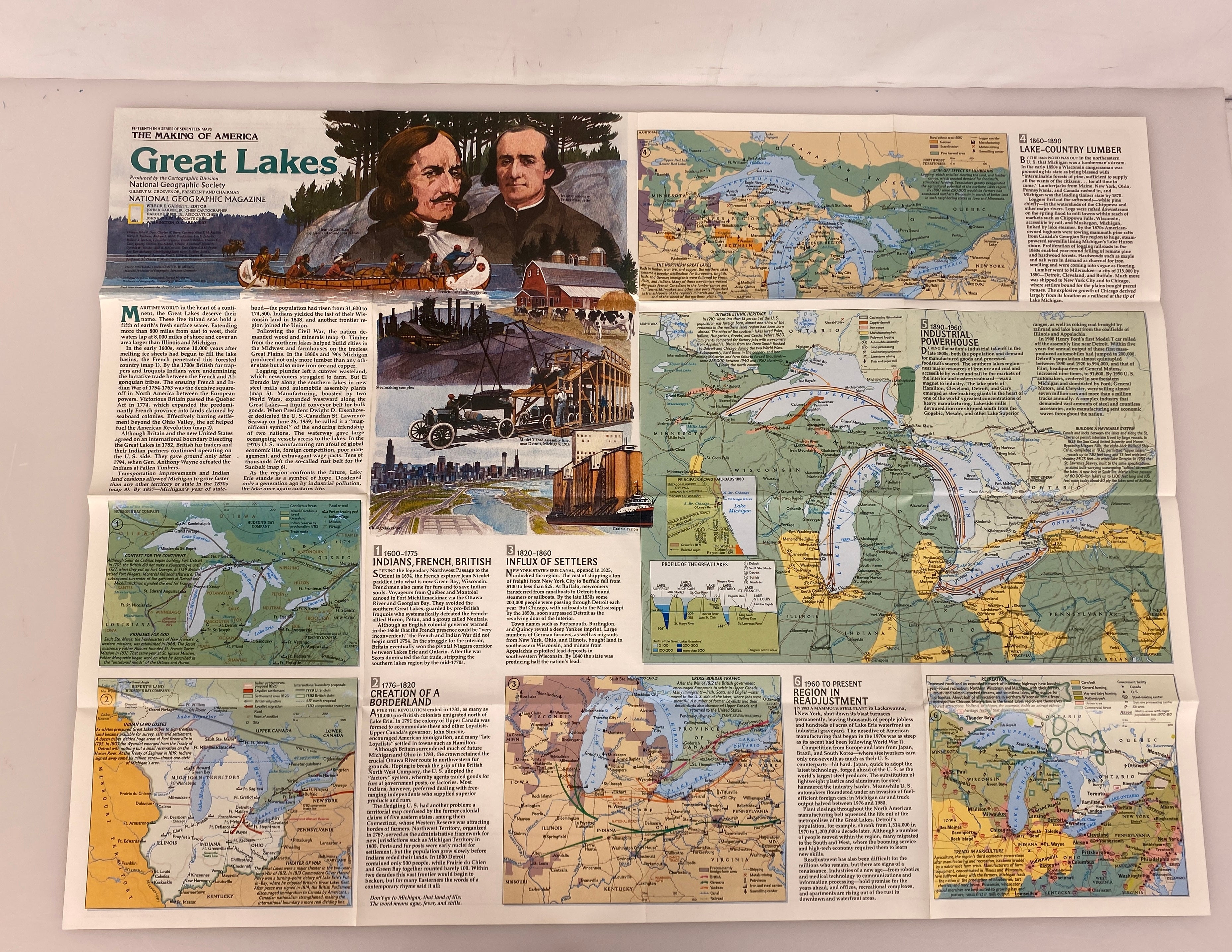 Lot of 11 Nat Geo The Making of America Maps-Far West/Deep South/Great Lakes