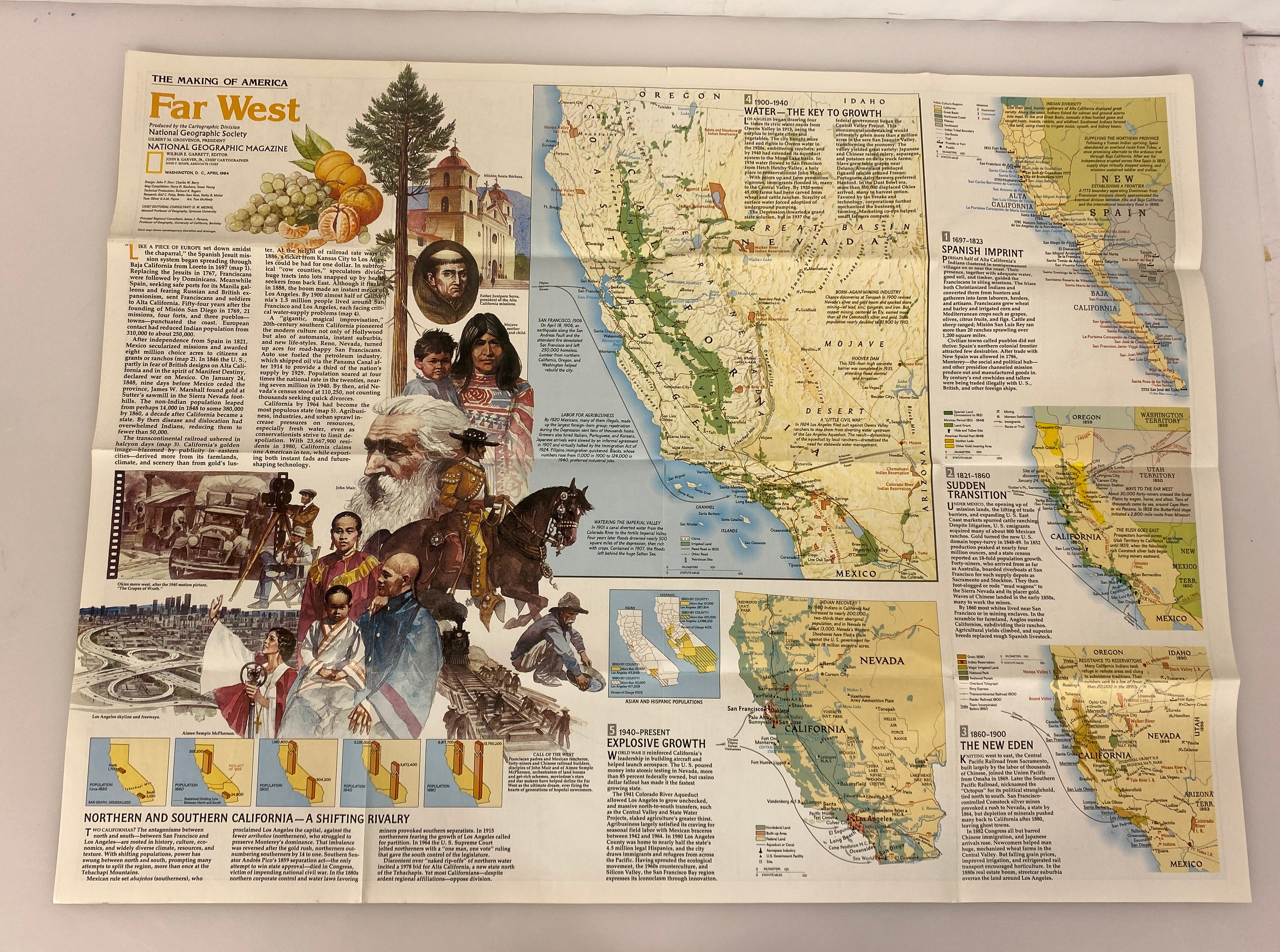 Lot of 11 Nat Geo The Making of America Maps-Far West/Deep South/Great Lakes