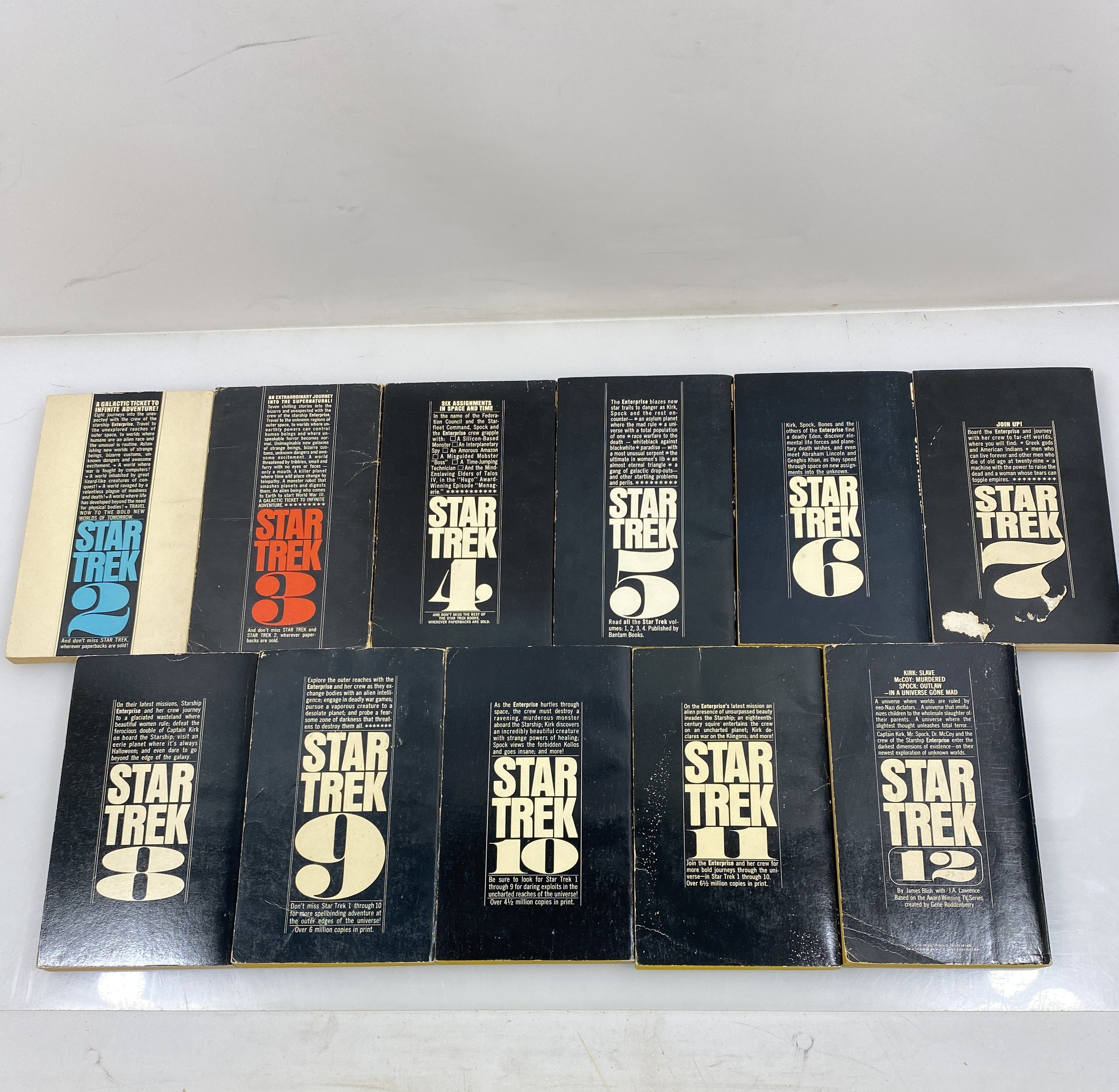 Lot of 11 Star Trek by James Blish numbers 2-12 Mass market paperbacks 1968-1977 SC