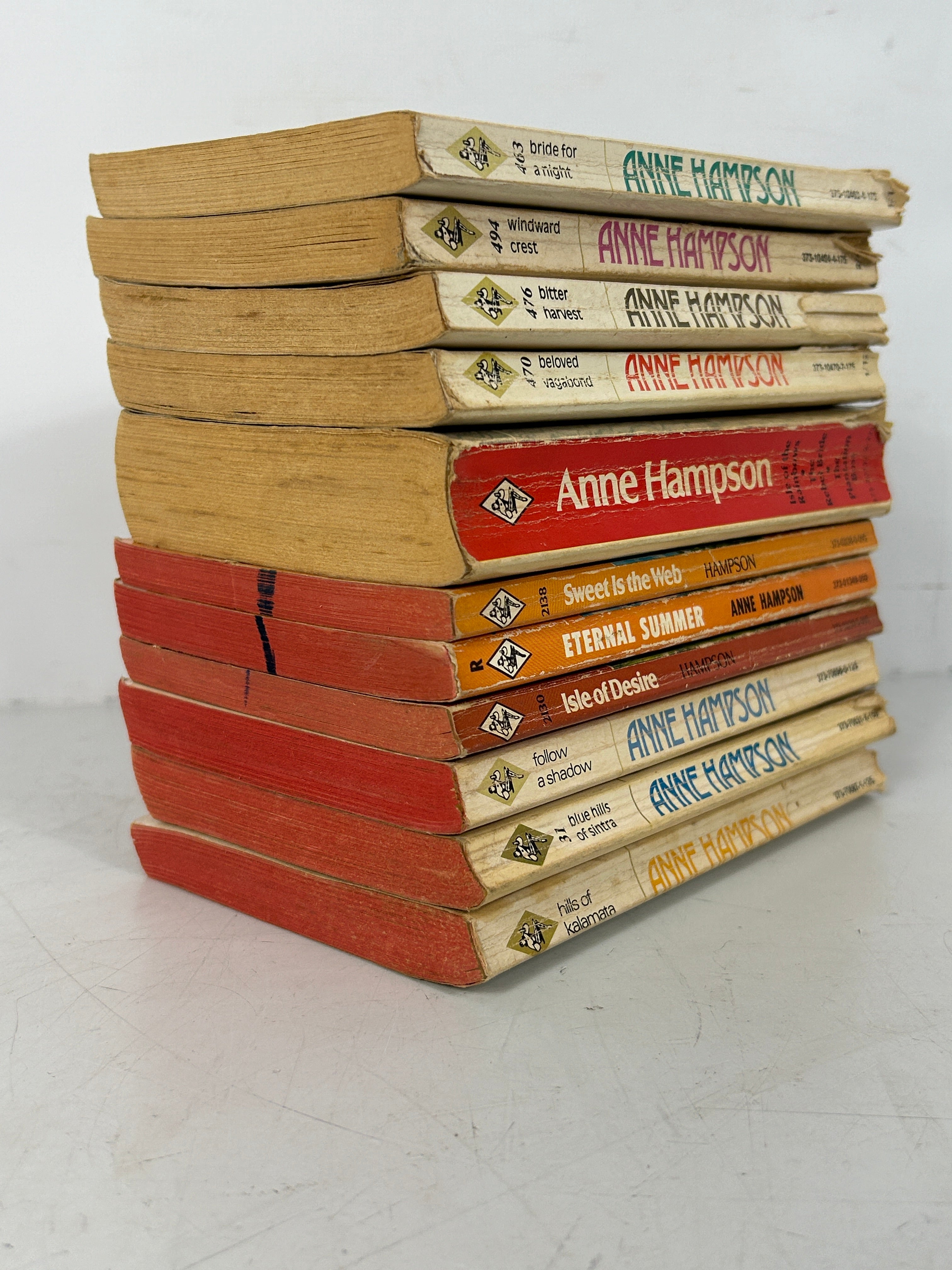Lot of 11 Vintage Harlequin Romance by Anne Hampson 1969-82 (6 Red Edge) SC