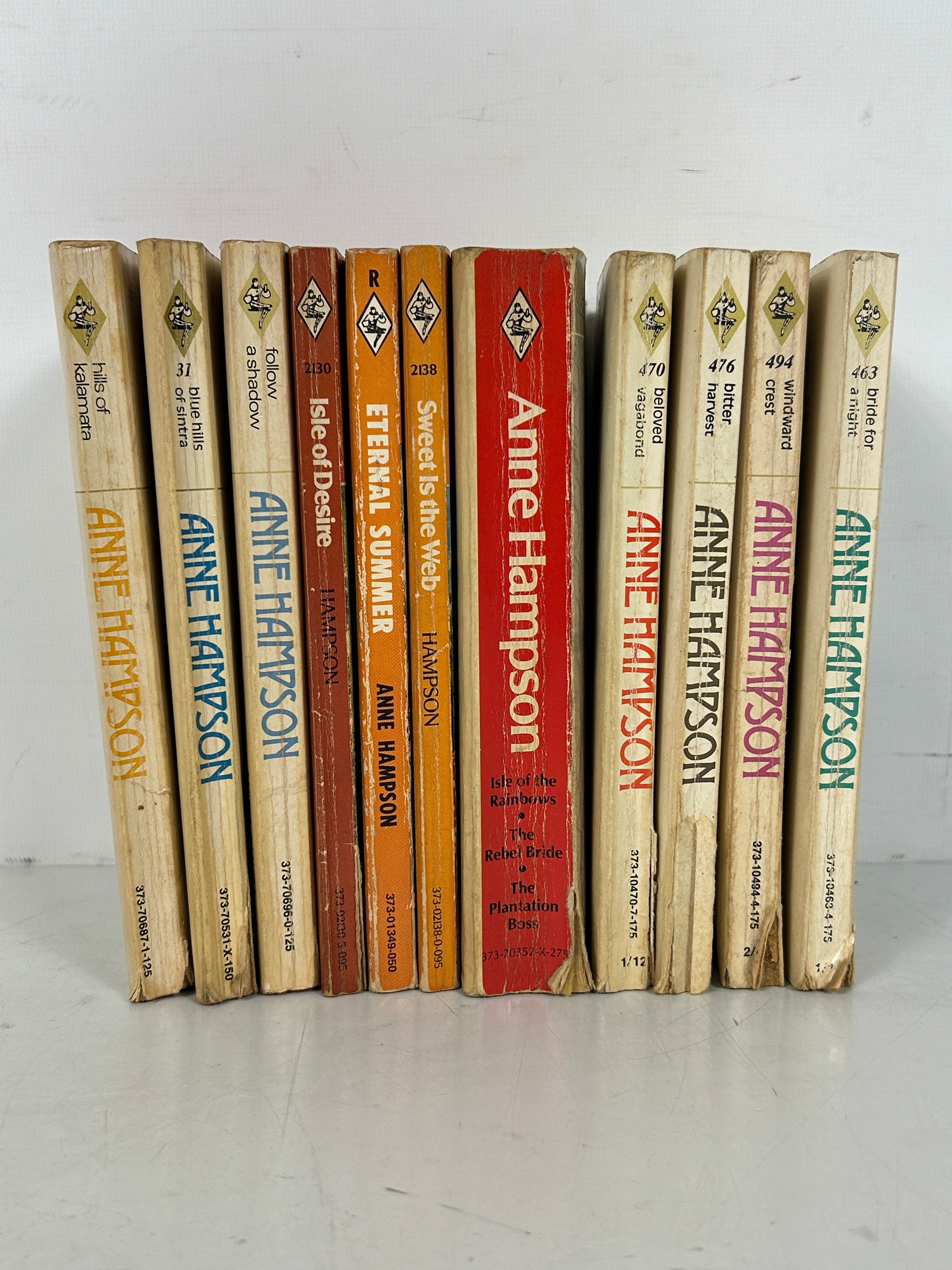 Lot of 11 Vintage Harlequin Romance by Anne Hampson 1969-82 (6 Red Edge) SC