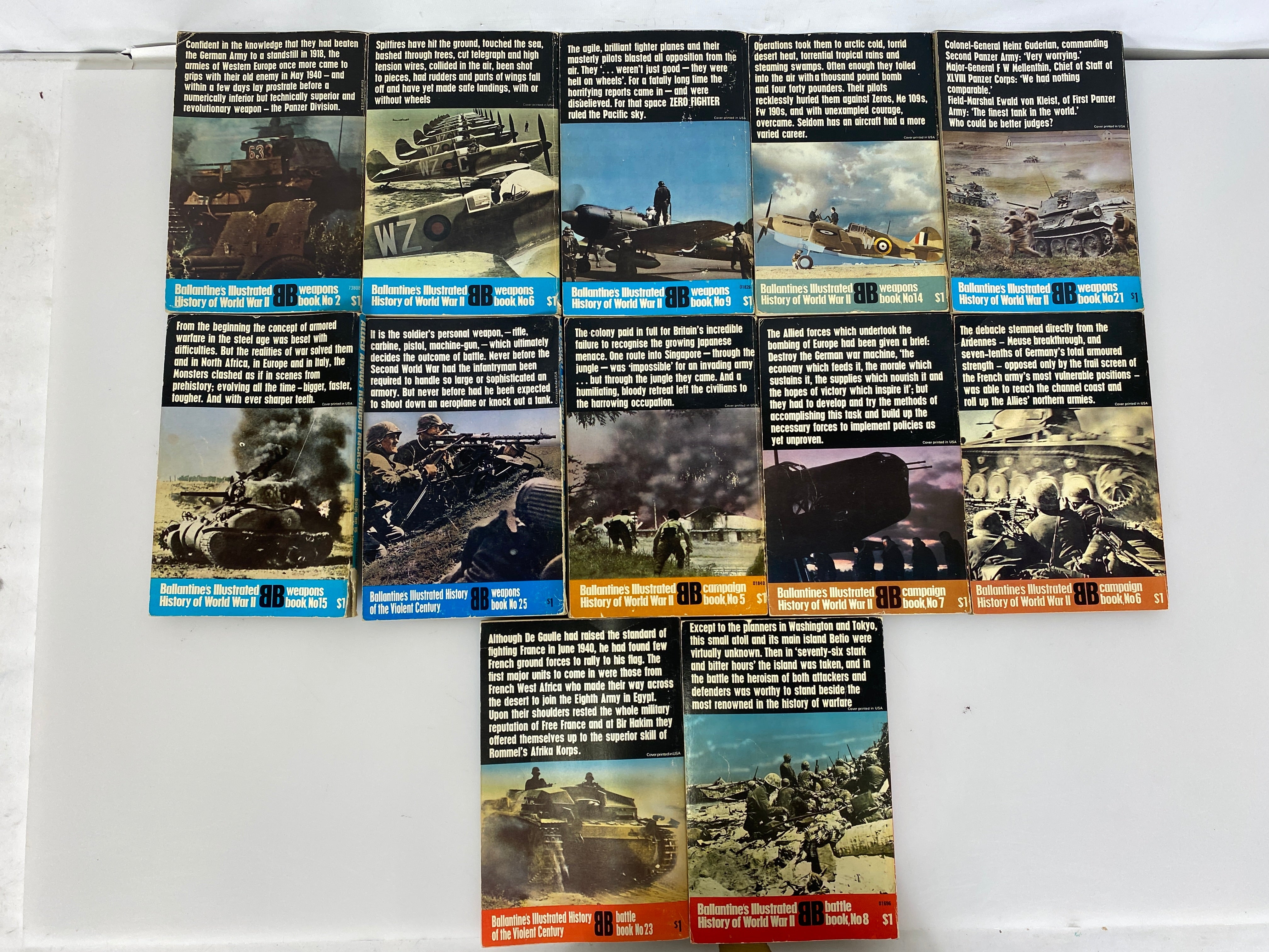 Lot of 12 Ballantine Illustrated World War 2 Books SC