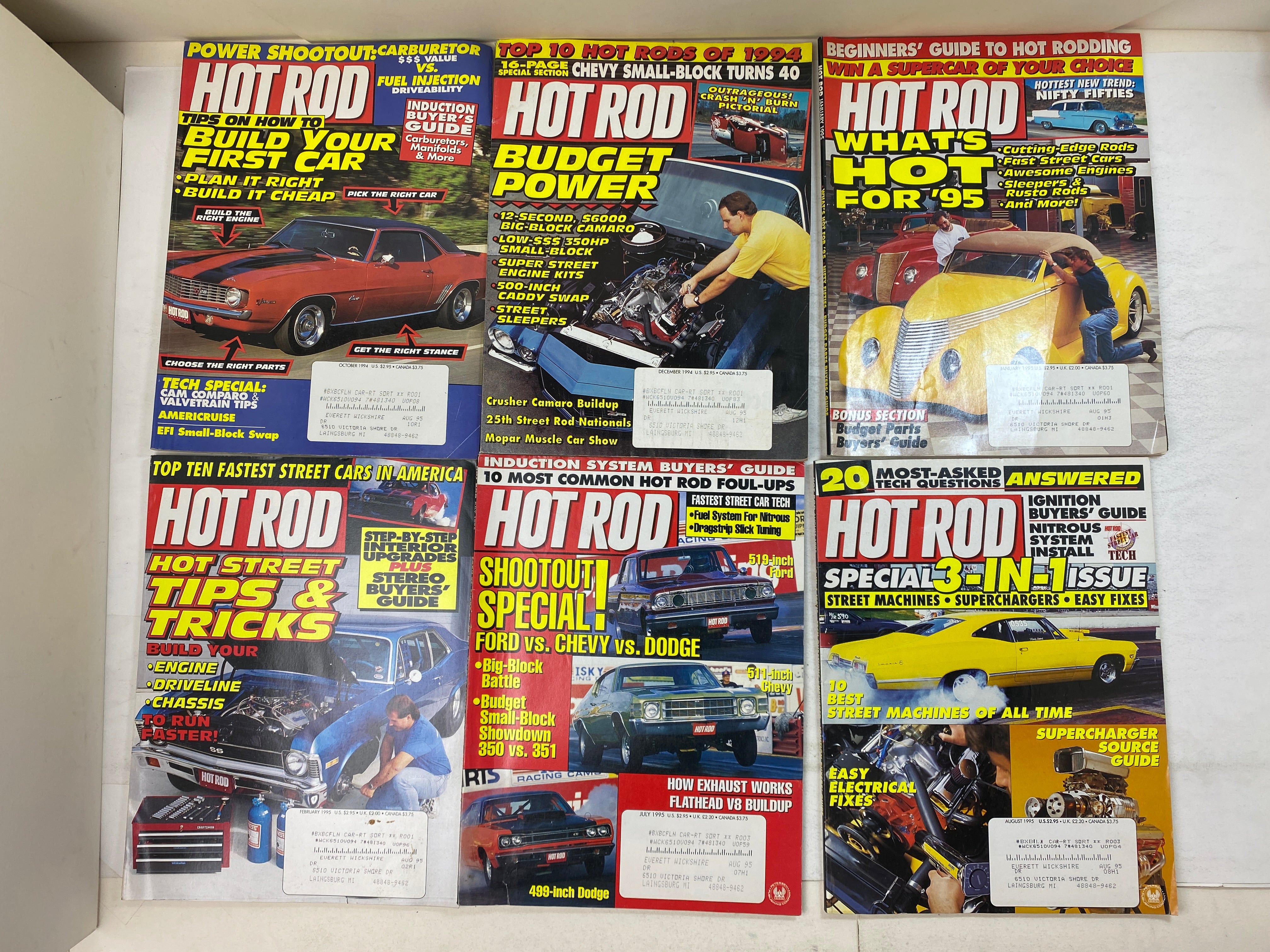 Lot of 12 Hot Rod Magazines 1994-1995