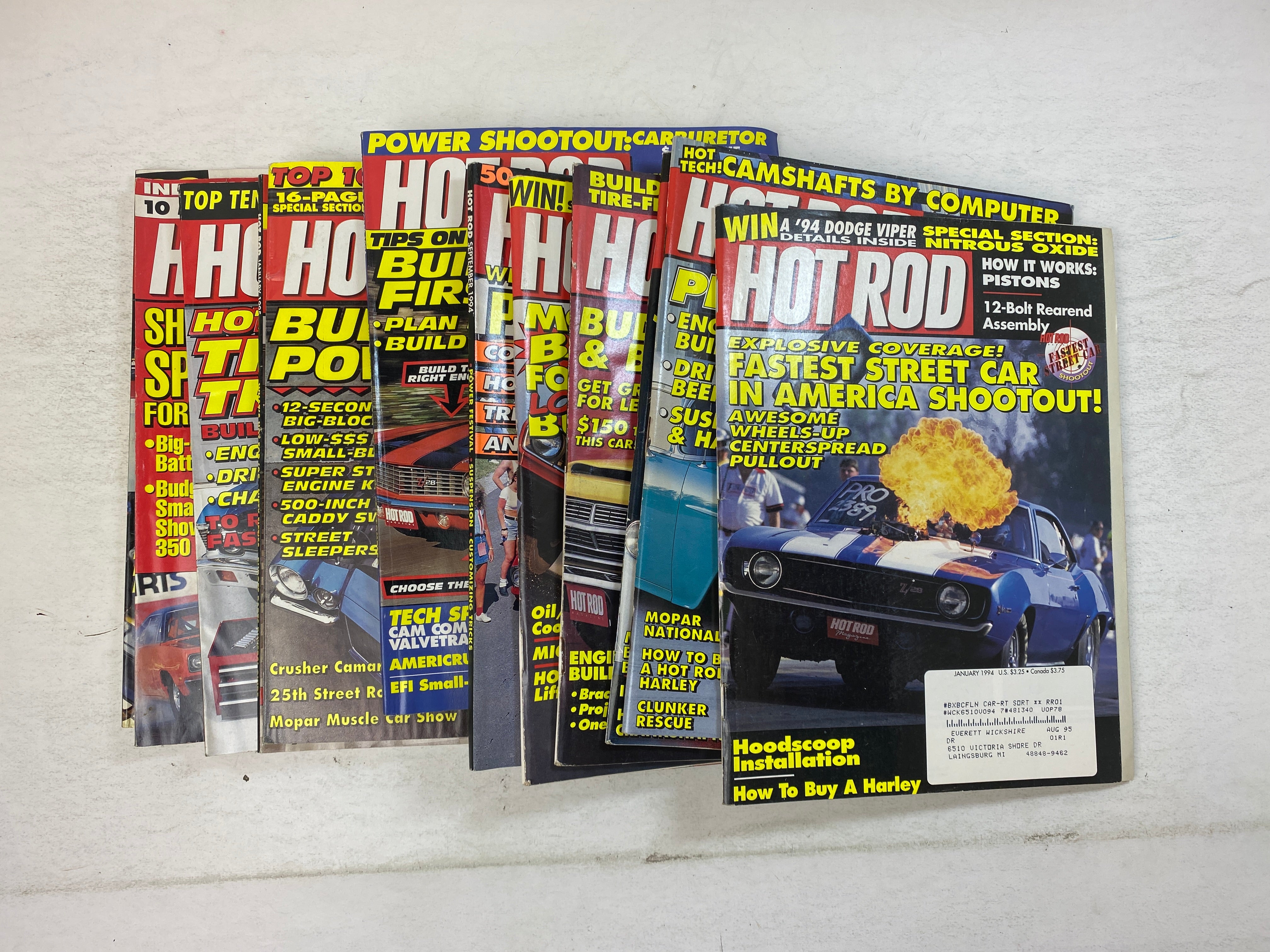 Lot of 12 Hot Rod Magazines 1994-1995