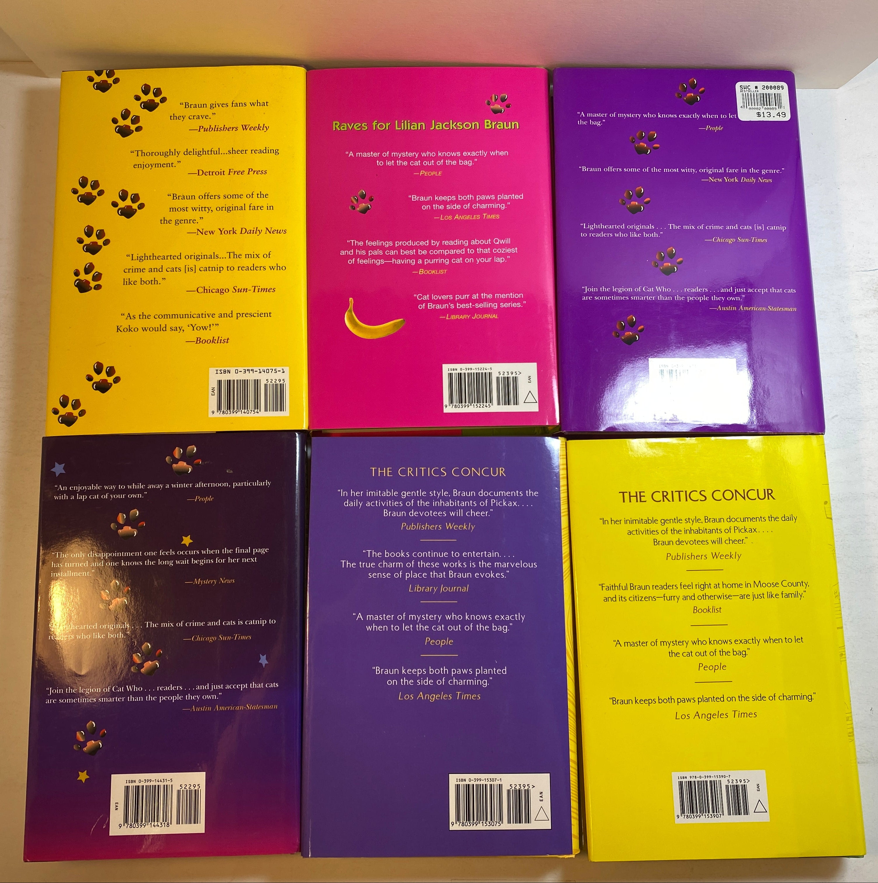 Lot of 12 Lillian Jackson Braun Cat Mysteries HCDJ 1996-2007