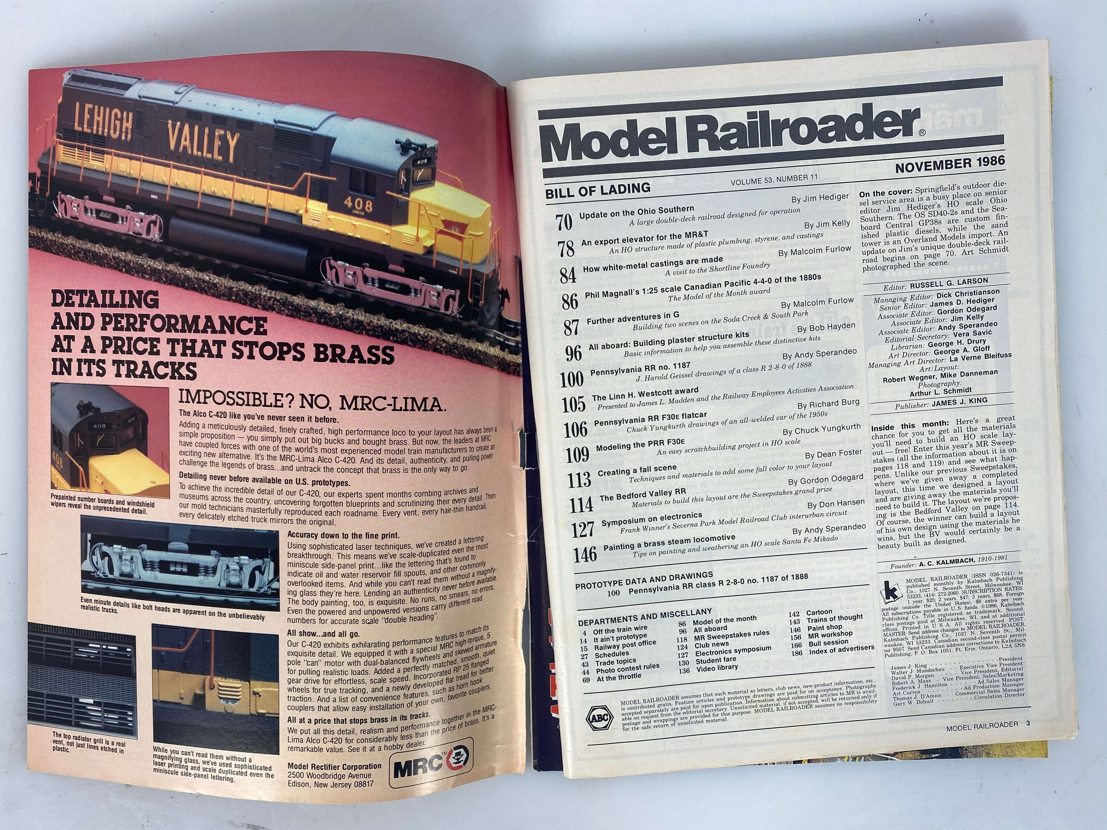 Lot of 12 Model Railroader Magazine (1986 Complete Year)