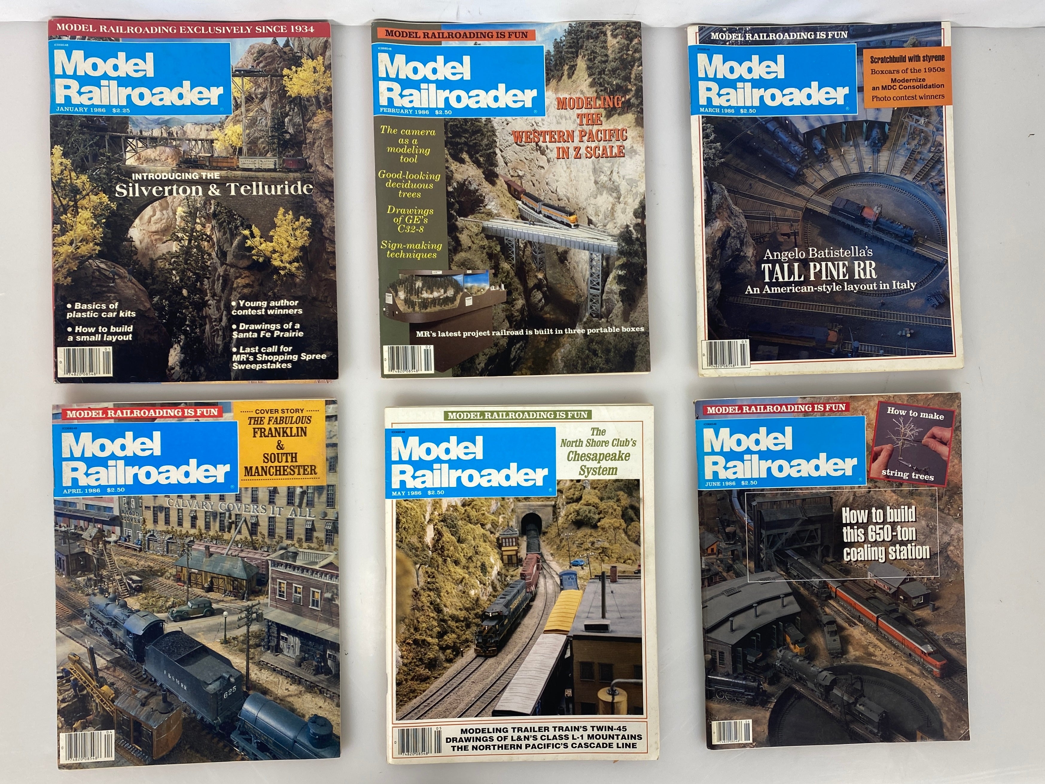 Lot of 12 Model Railroader Magazine (1986 Complete Year)