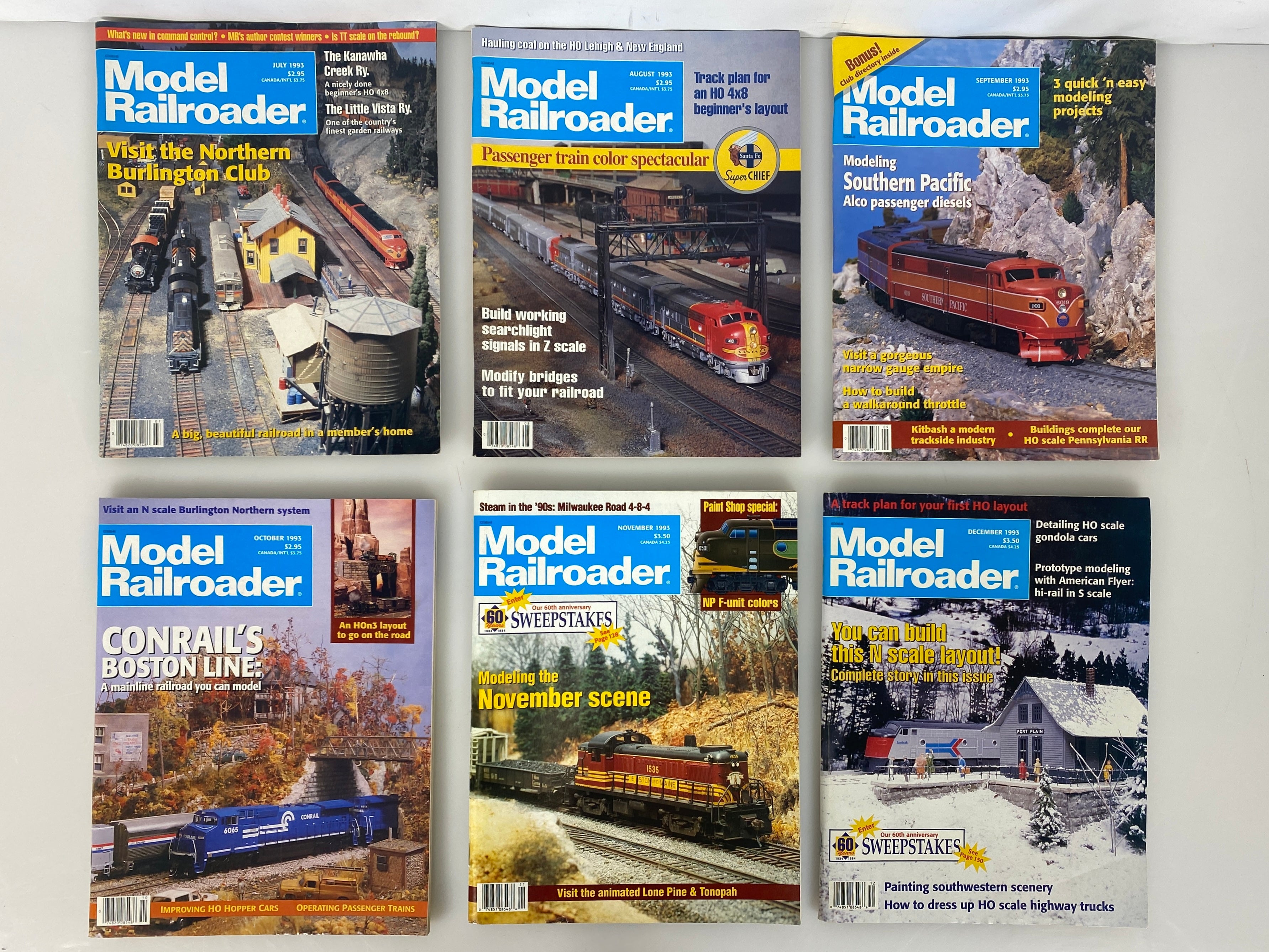Lot of 12 Model Railroader Magazine (1993 Complete Year)
