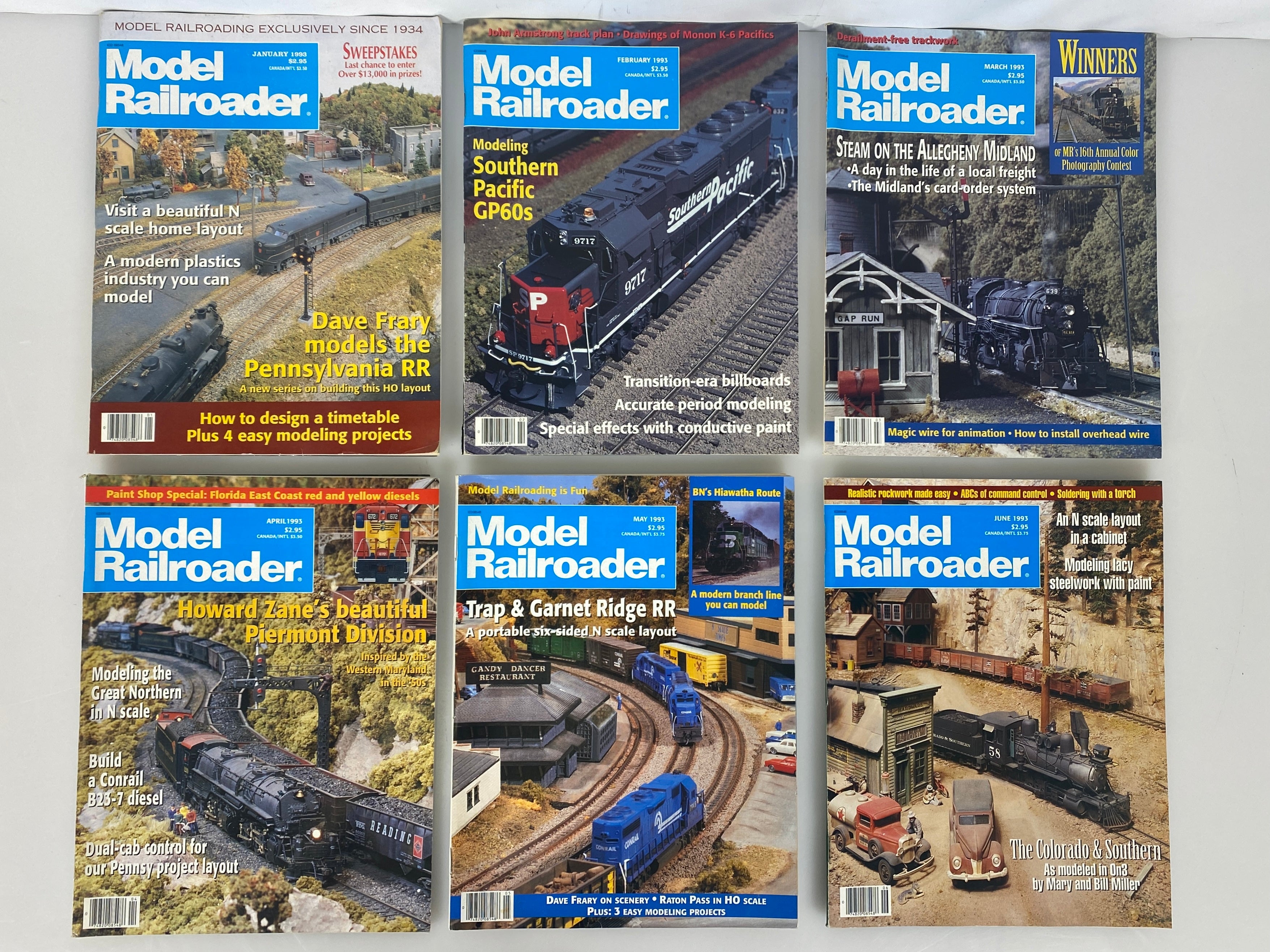 Lot of 12 Model Railroader Magazine (1993 Complete Year)