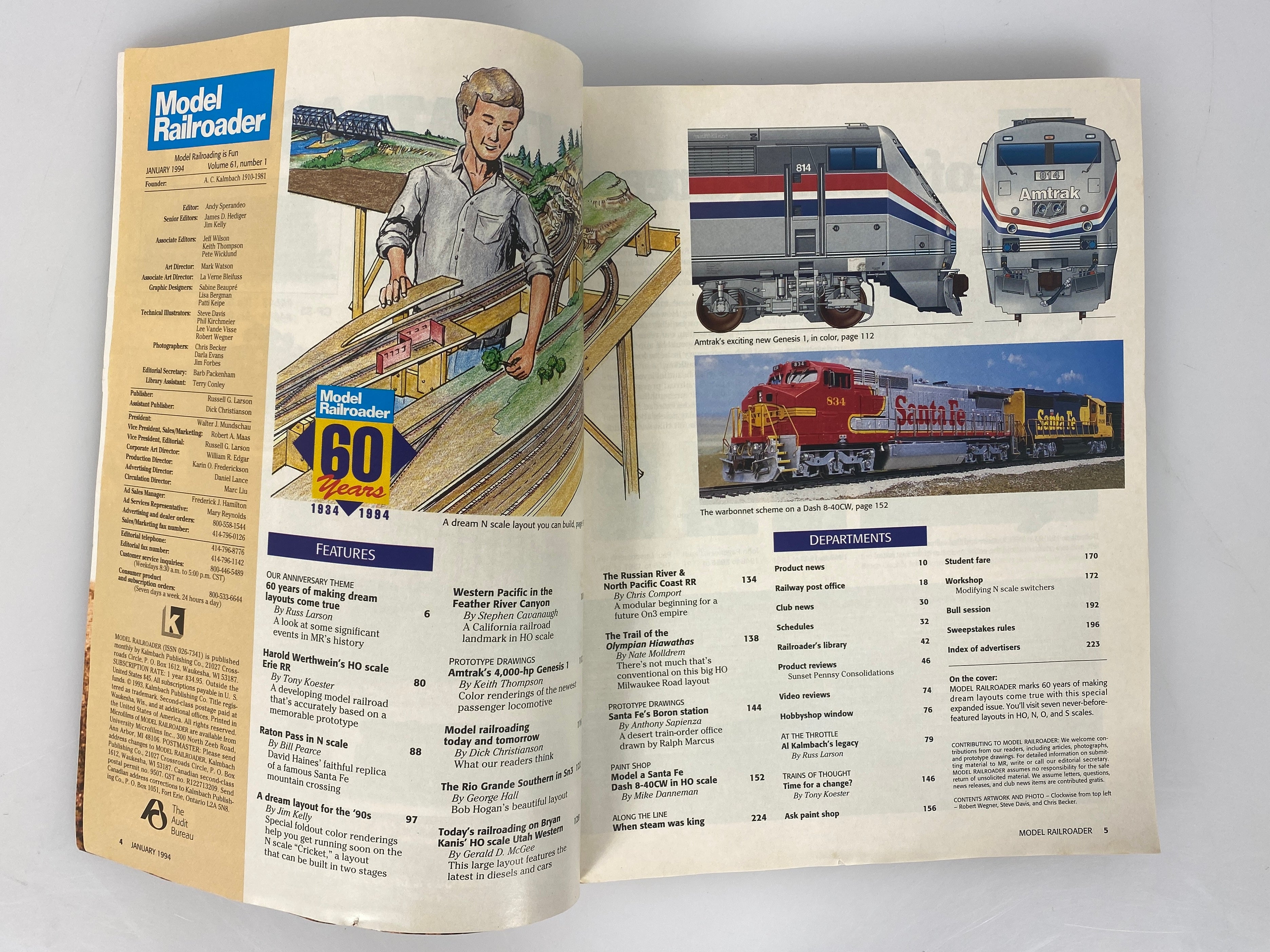 Lot of 12 Model Railroader Magazine (1994 Complete Year)