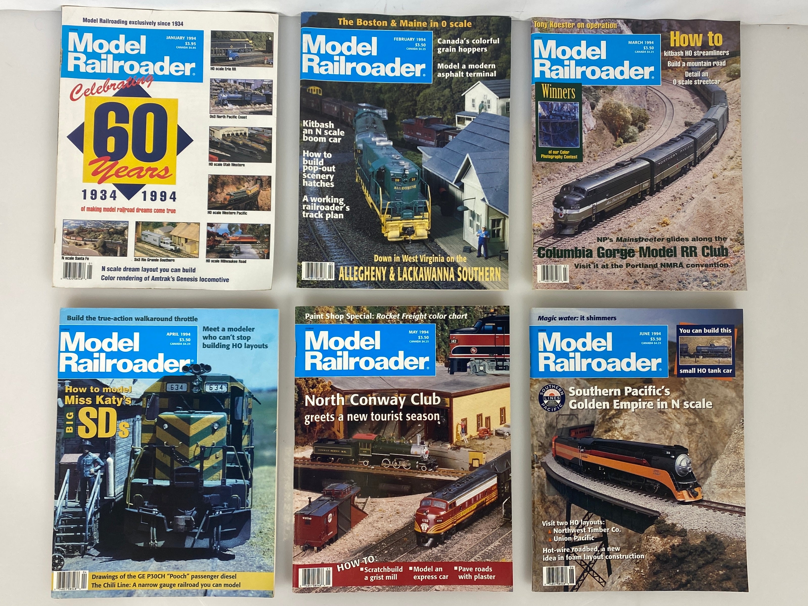 Lot of 12 Model Railroader Magazine (1994 Complete Year)