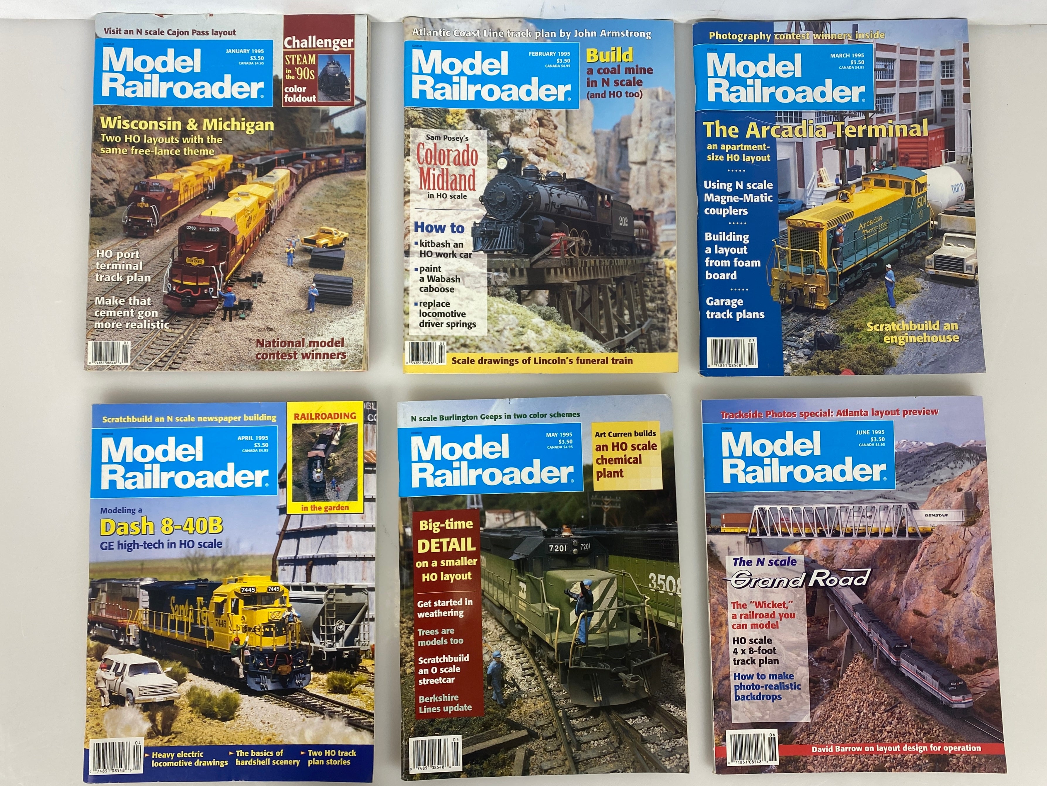 Lot of 12 Model Railroader Magazine (1995 Complete Year)