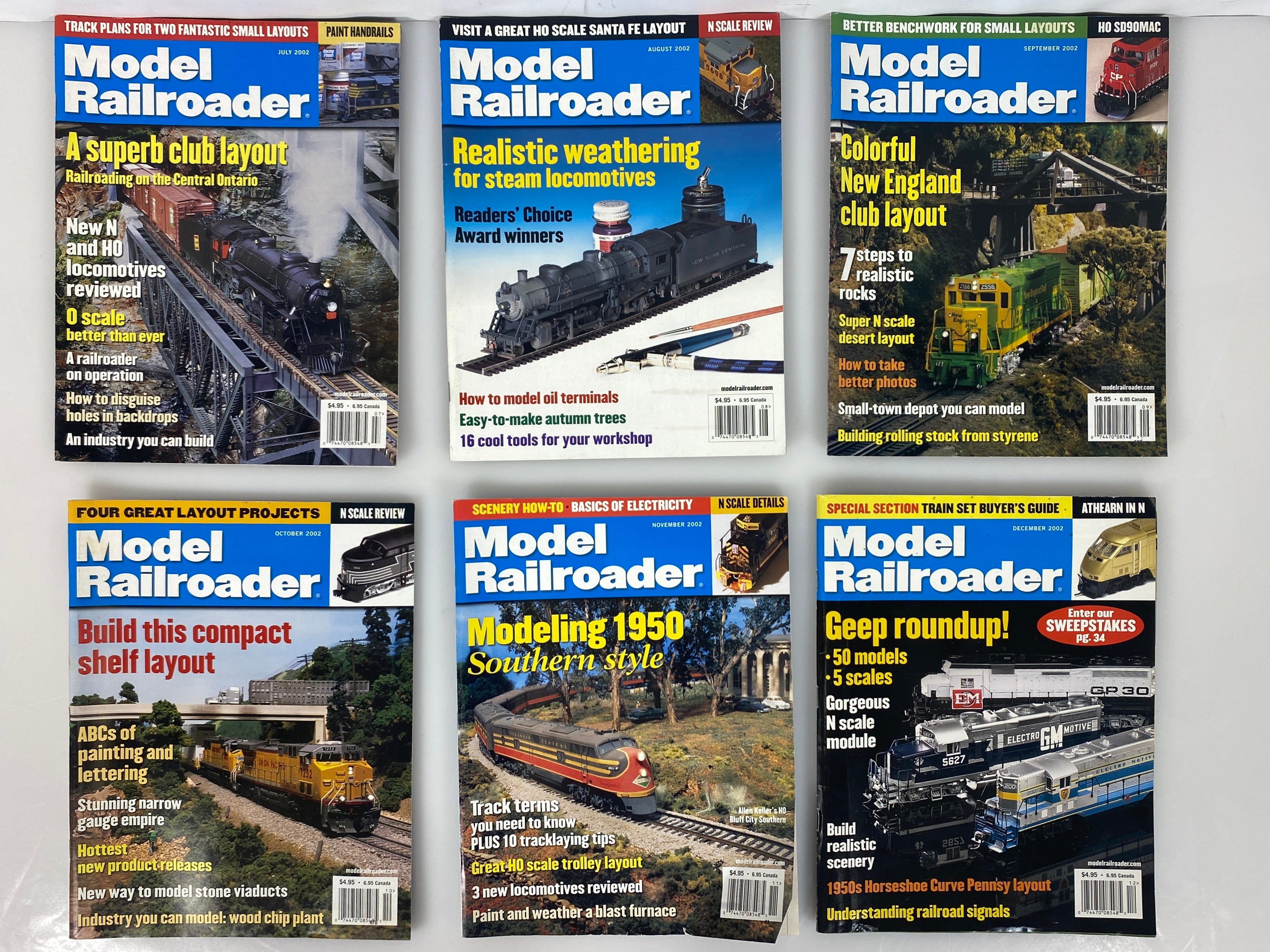 Lot of 12 Model Railroader Magazine (2002 Complete Year)