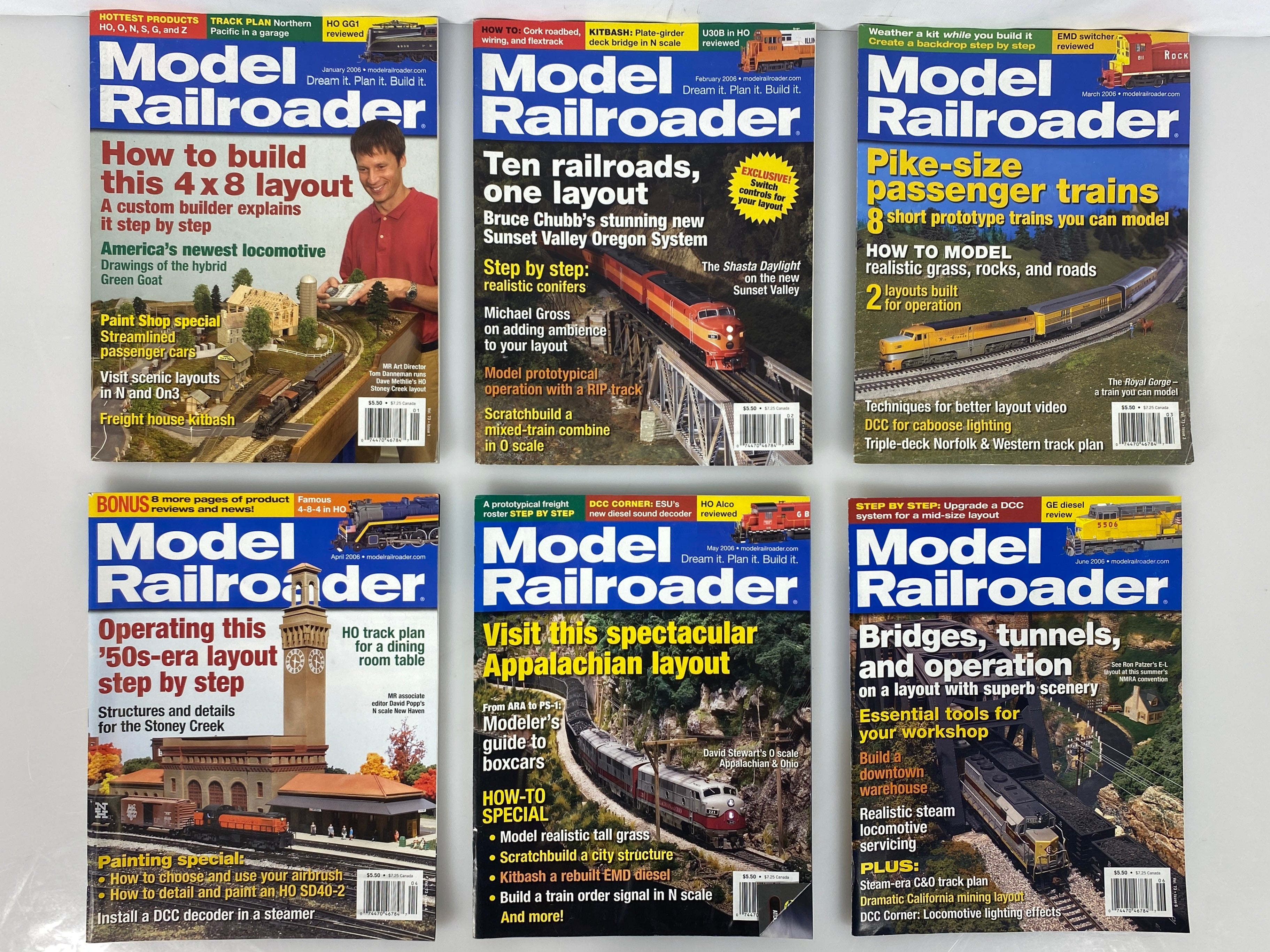 Lot of 12 Model Railroader Magazine (2006 Complete Year)