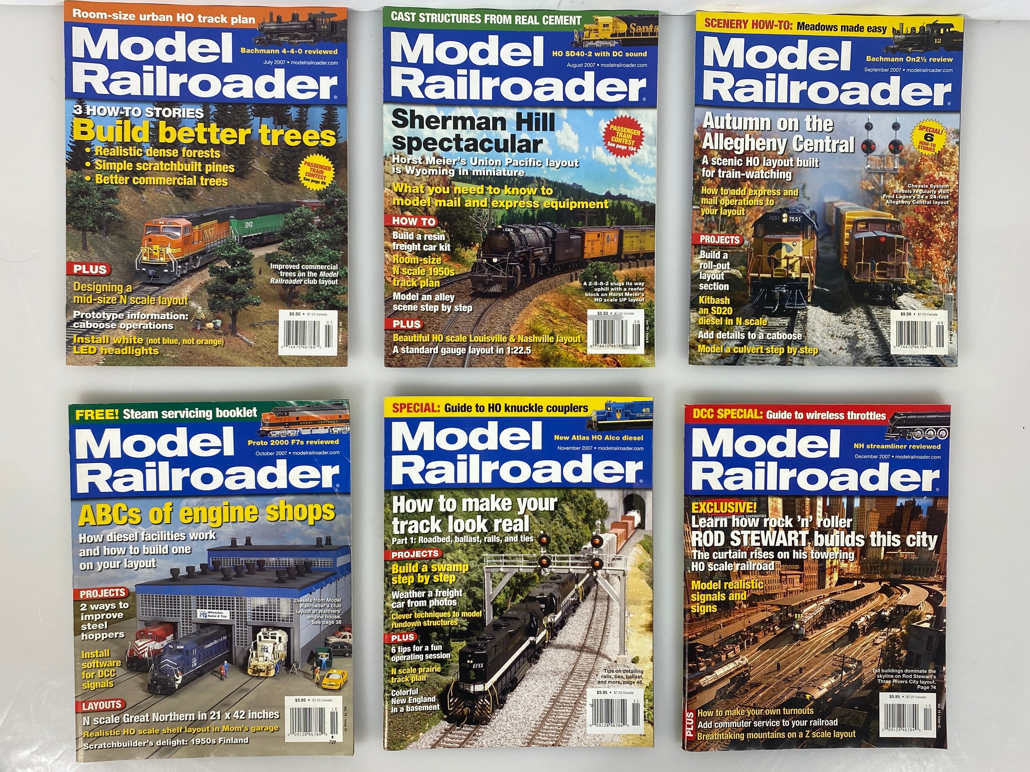 Lot of 12 Model Railroader Magazine (2007 Complete Year)