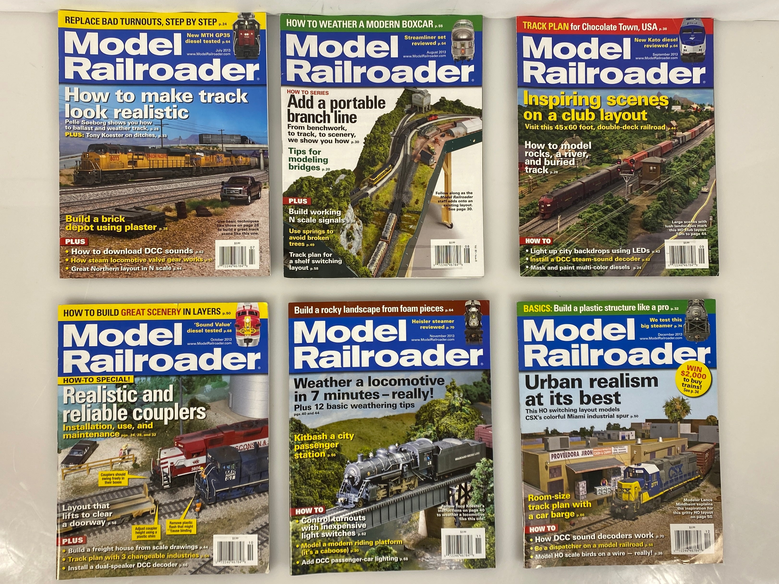 Lot of 12 Model Railroader Magazine (2013 Complete Year)