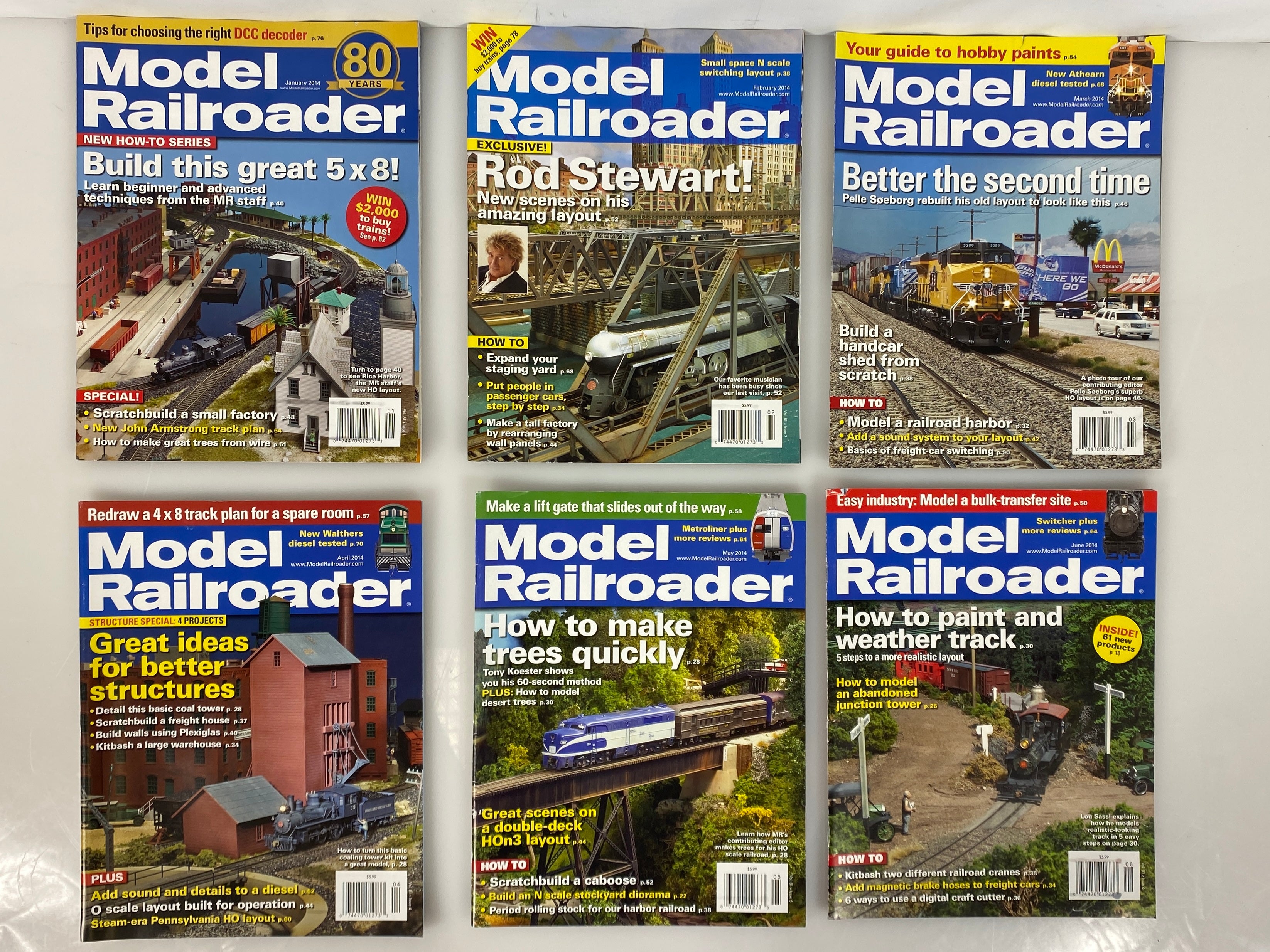 Lot of 12 Model Railroader Magazine (2014 Complete Year)