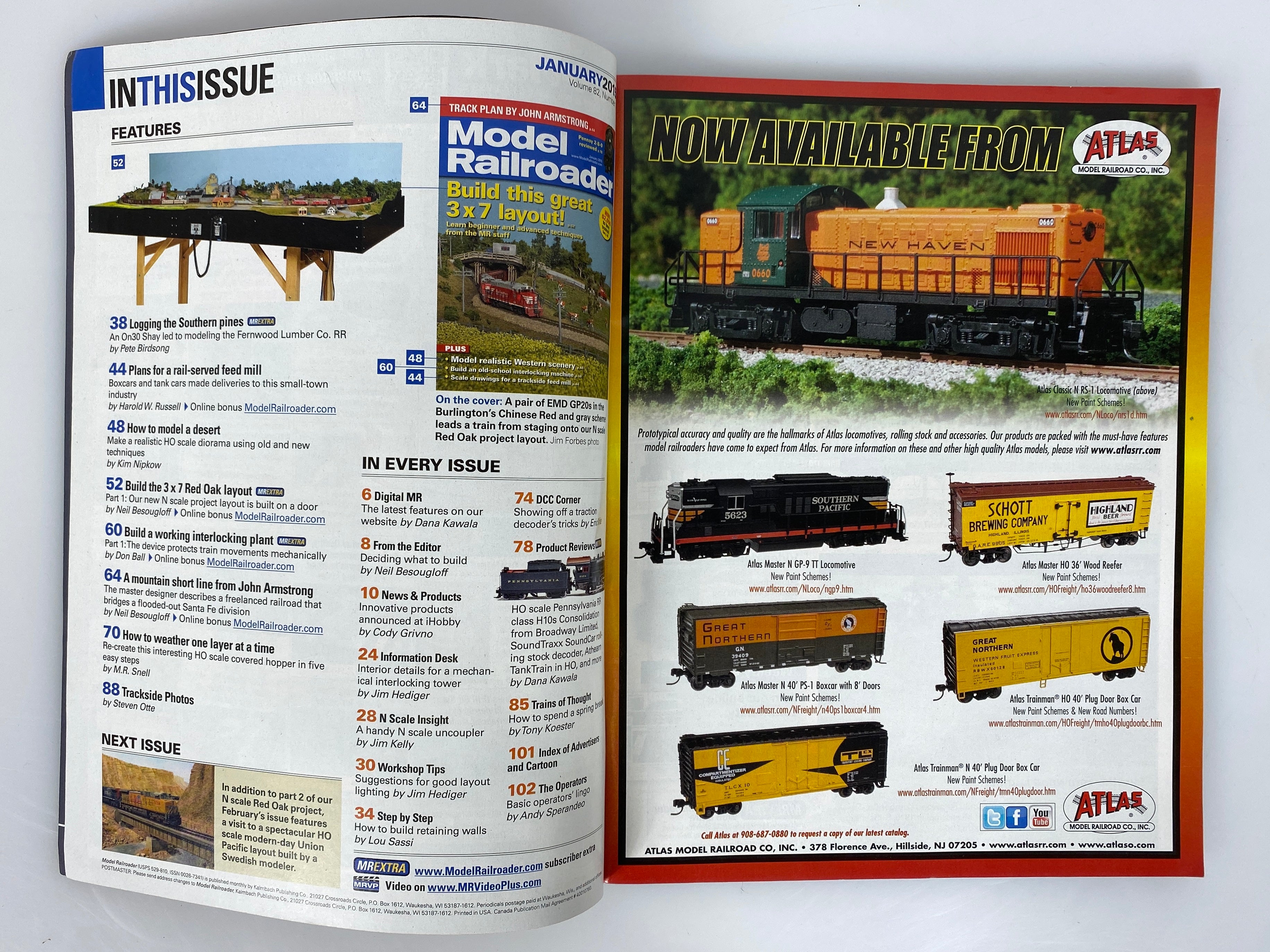 Lot of 12 Model Railroader Magazine (2015 Complete Year)