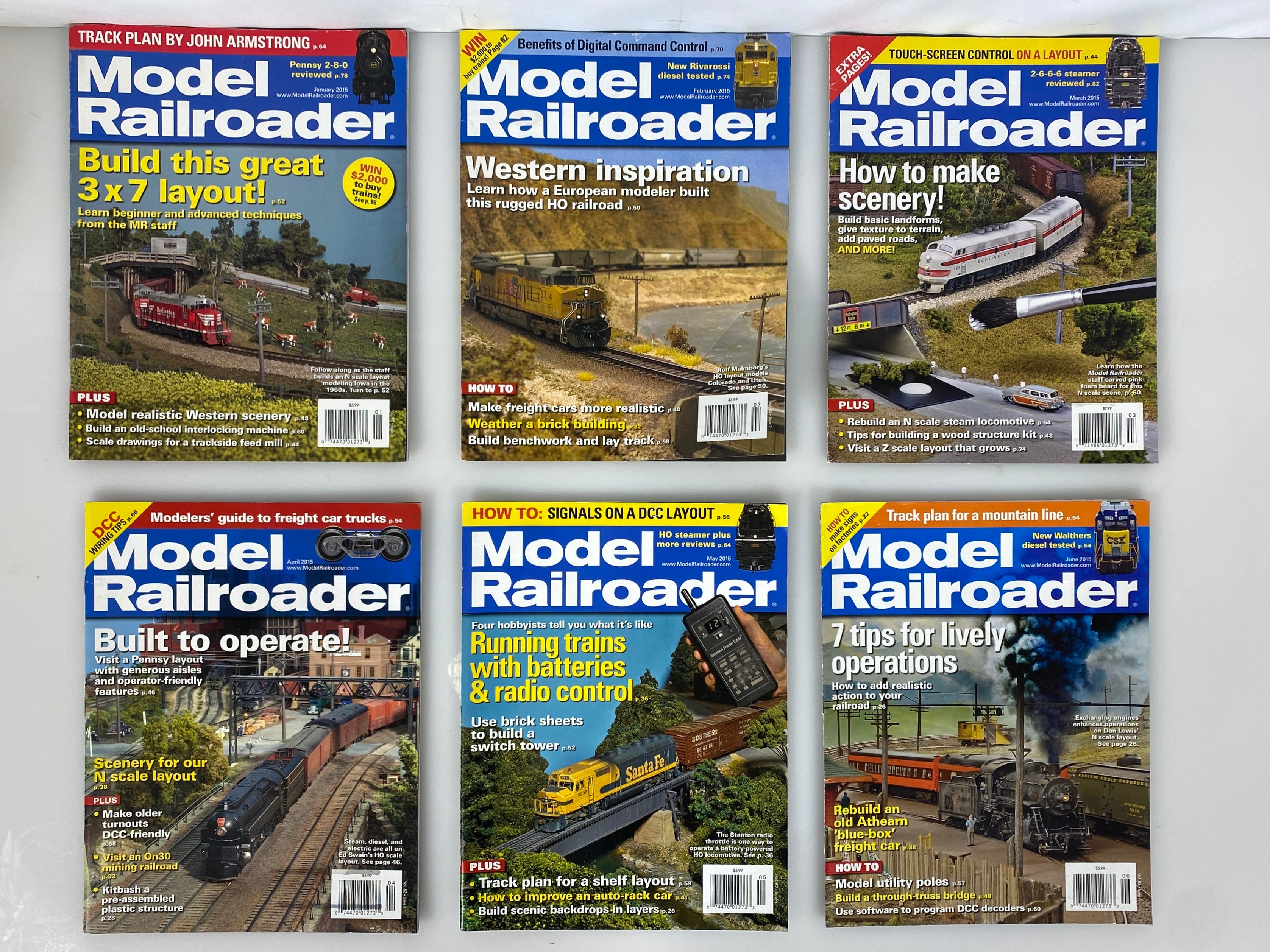 Lot of 12 Model Railroader Magazine (2015 Complete Year)