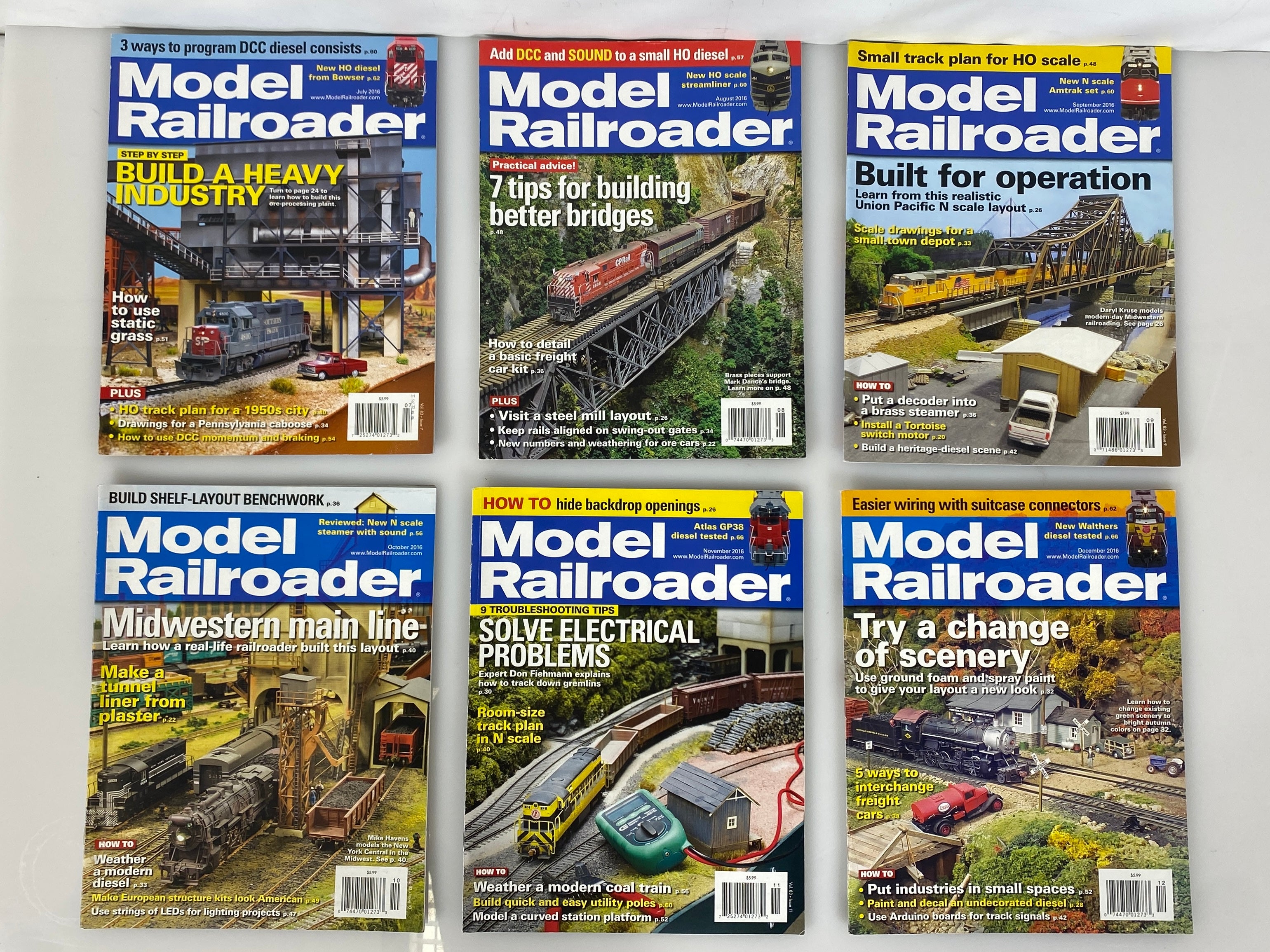 Lot of 12 Model Railroader Magazine (2016 Complete Year)