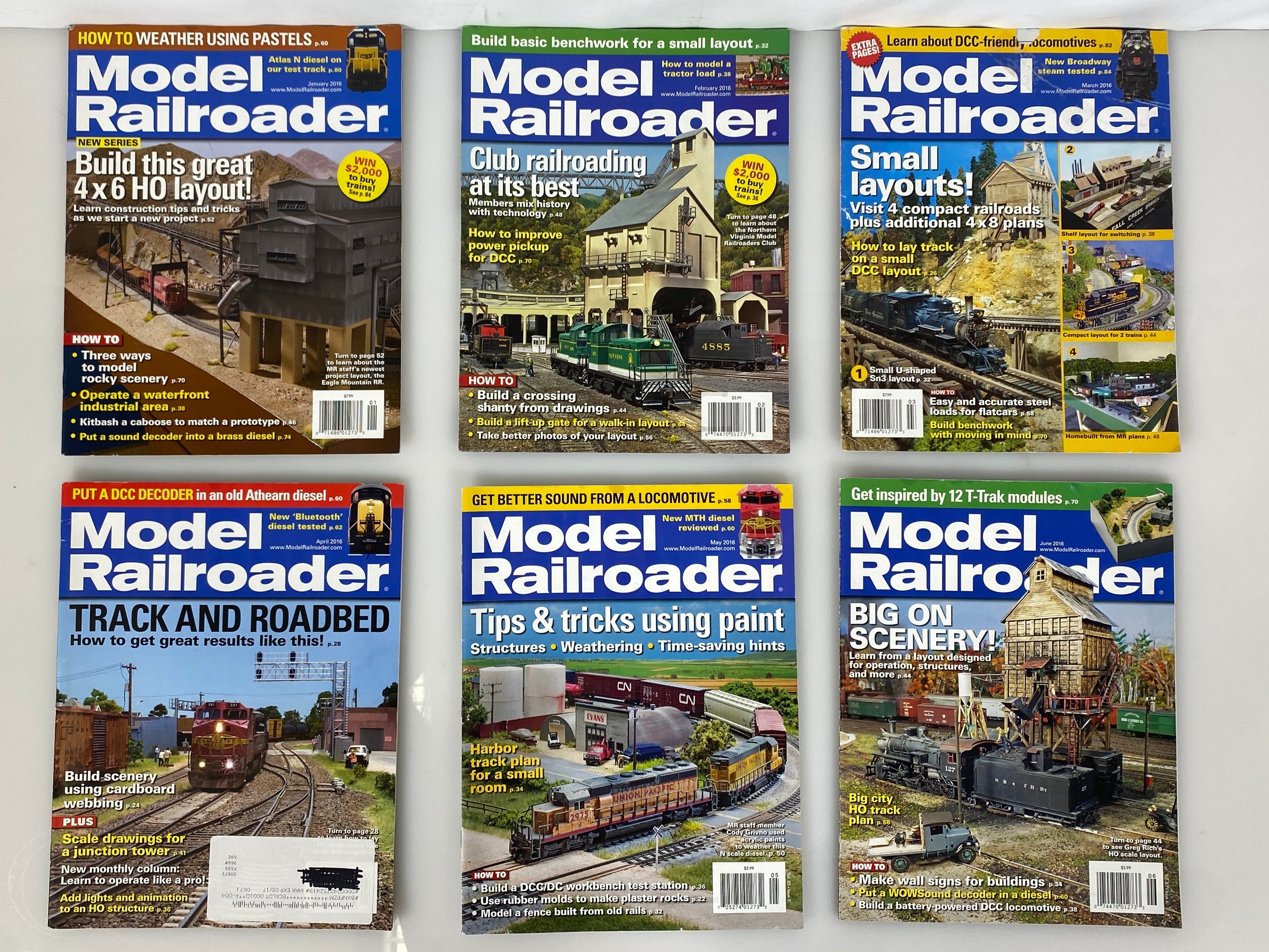 Lot of 12 Model Railroader Magazine (2016 Complete Year)